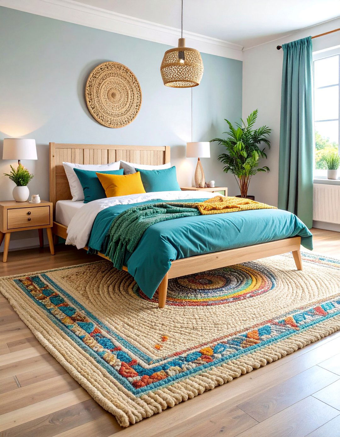 Natural Jute Bedroom Rug with Organic Texture - 25 bedroom rug ideas