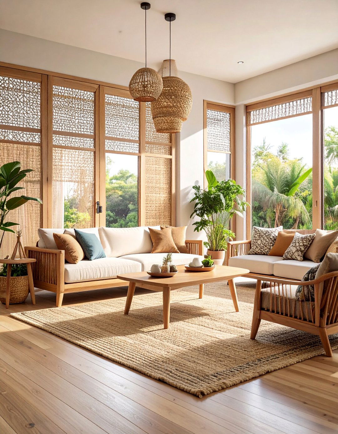 Natural Jute and Wood Sliding Screens - 25 Sliding Door Curtain Ideas
