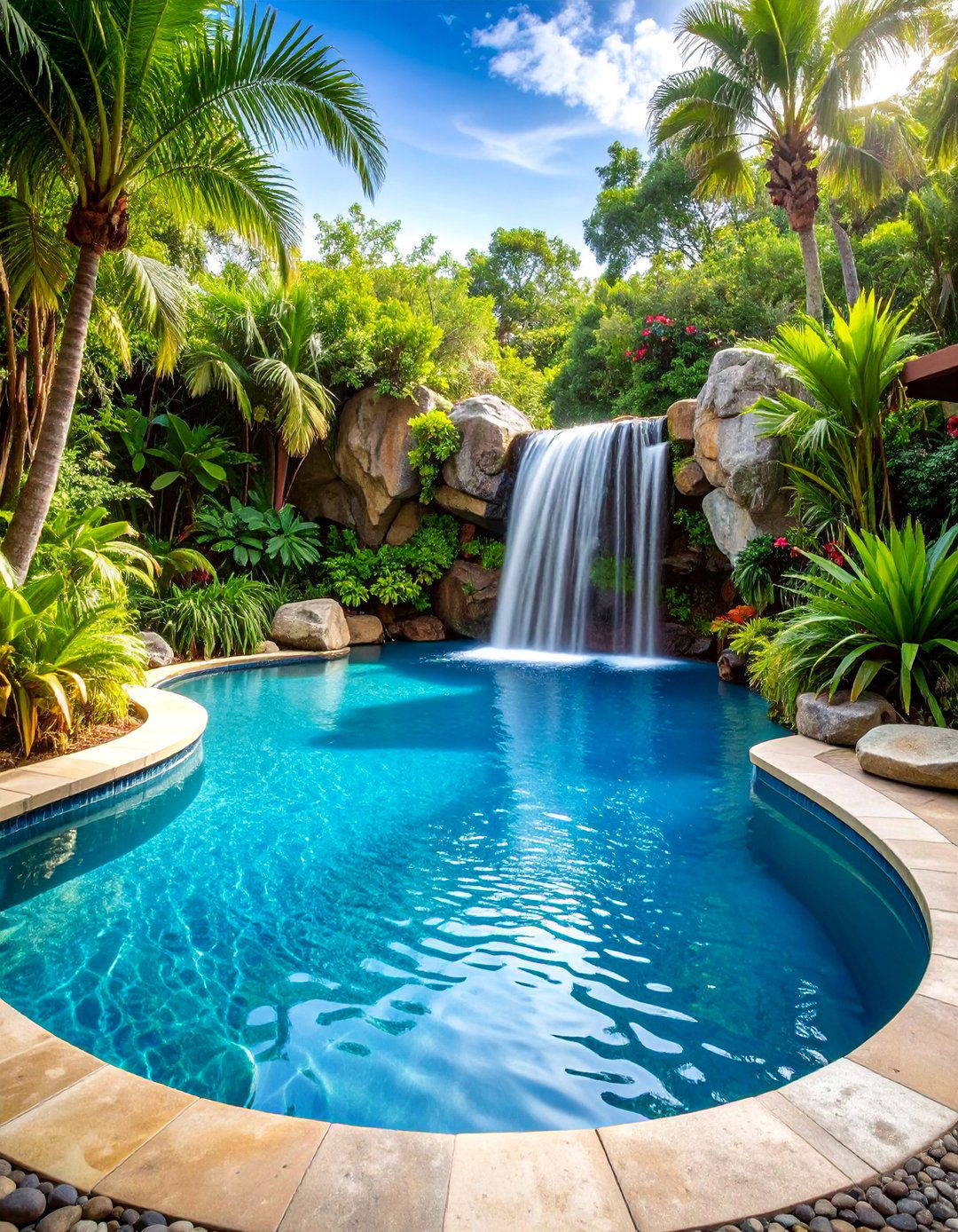 Natural Lagoon Pool with Rock Waterfalls - 25 Swimming Pool Ideas