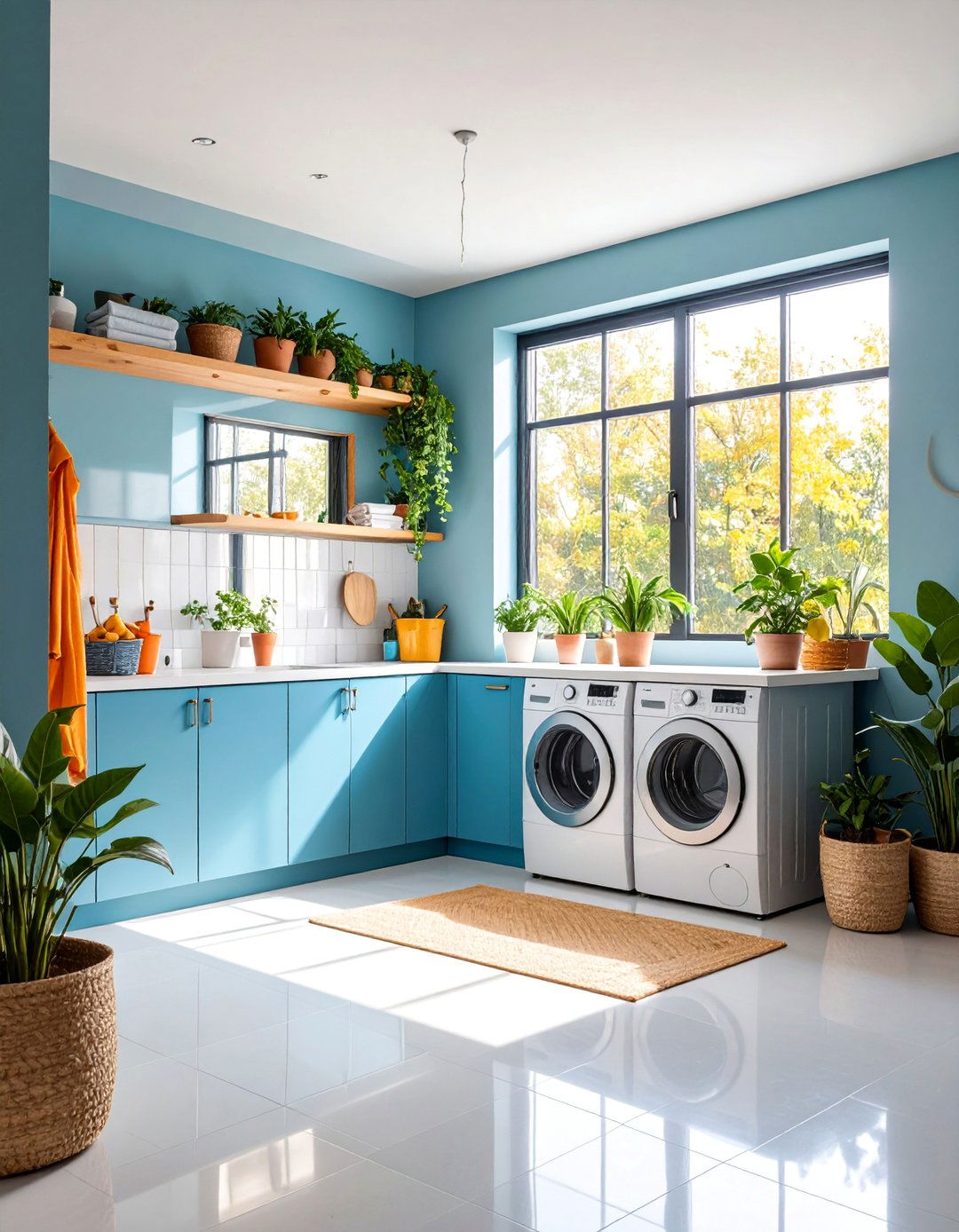 Natural Light Garage Laundry with Window Integration - 25 Garage Laundry Room Ideas