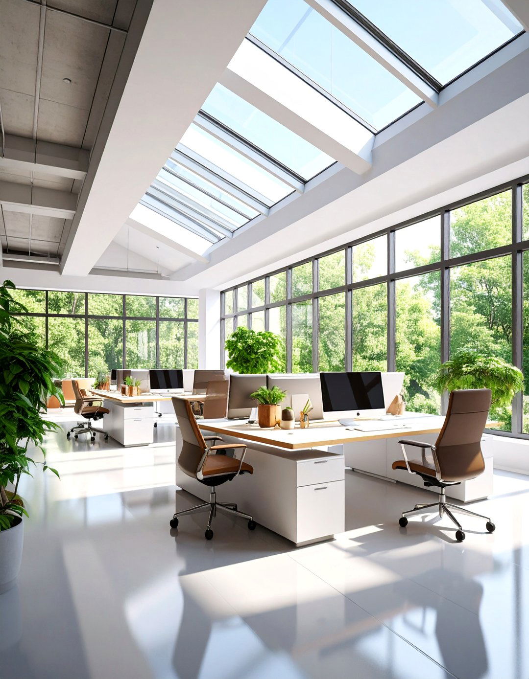 Natural Light Maximized Loft Office with Bright Ambiance - 25 Loft Office Ideas