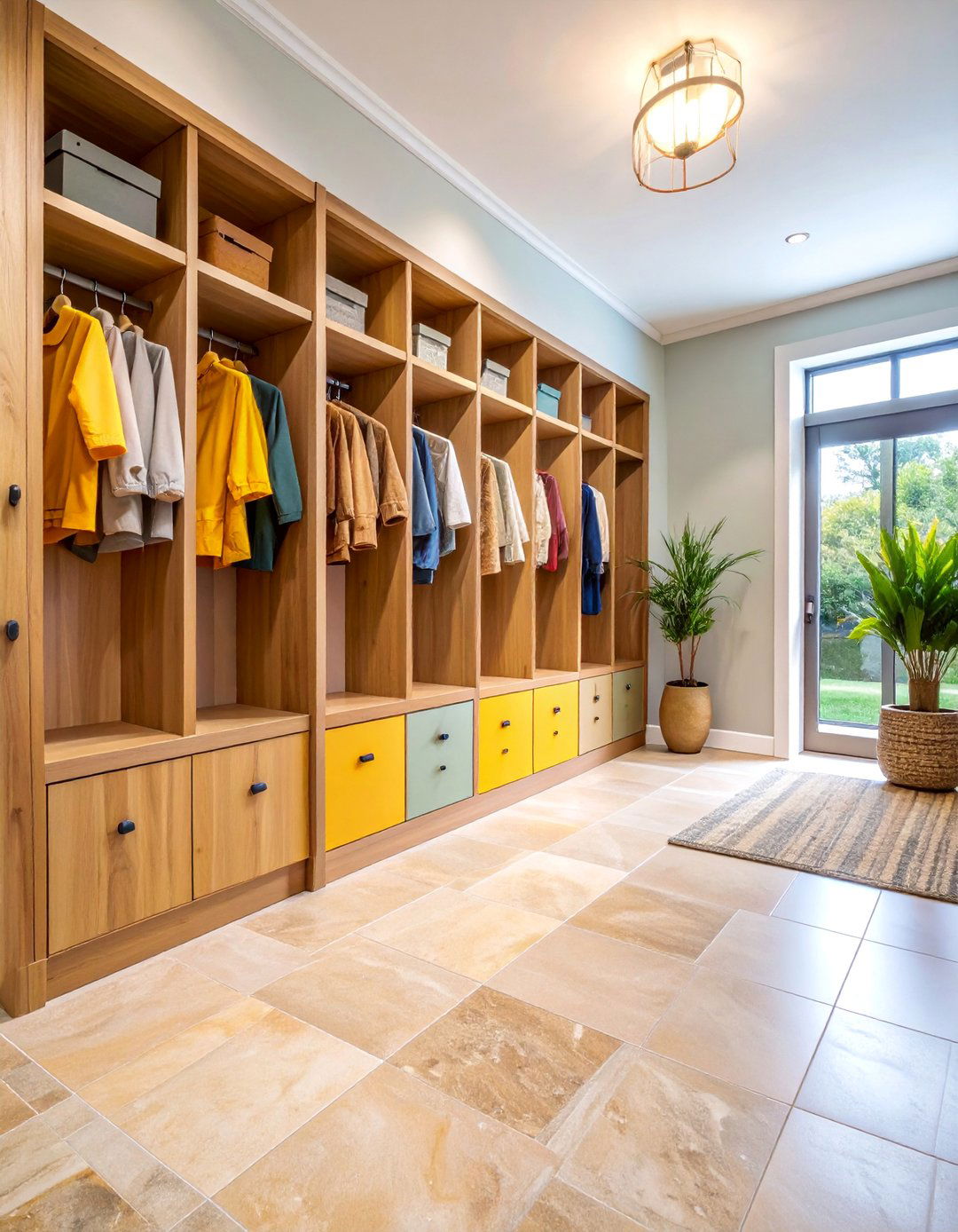 Natural Limestone Mudroom Floor with Honed Finish - 25 Mudroom Floor Ideas