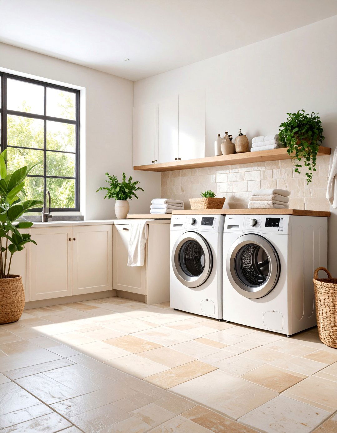 Natural Limestone with Tumbled Finish - 25 Laundry Room Floor Ideas