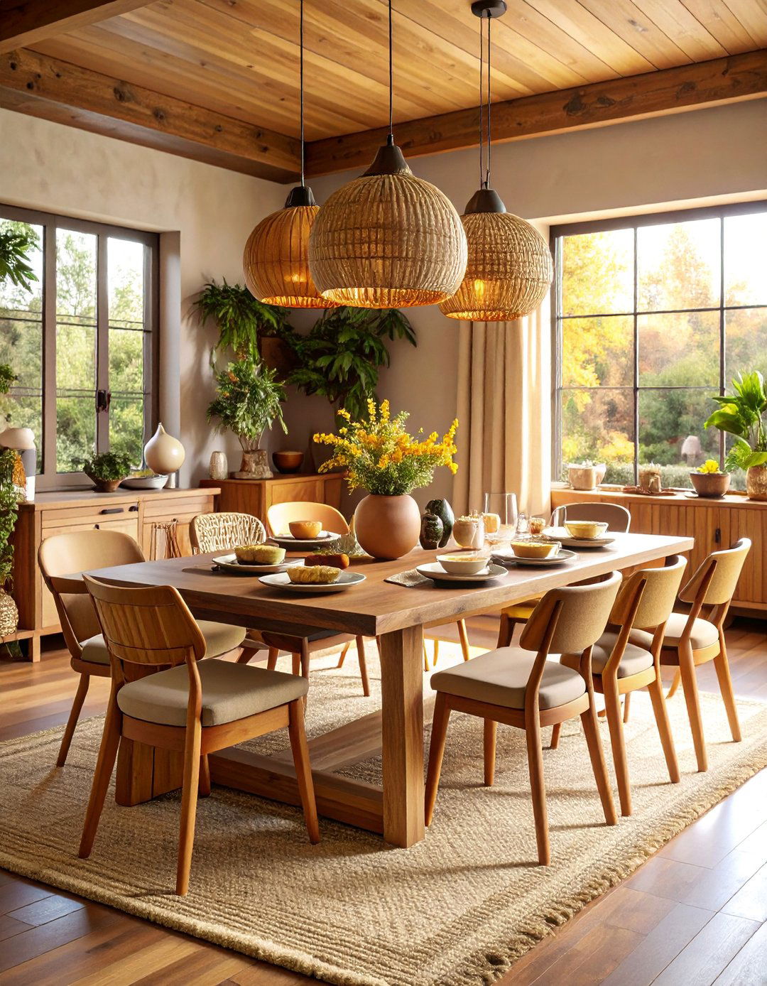 Natural Material Warmth - 25 Dining Room Ideas