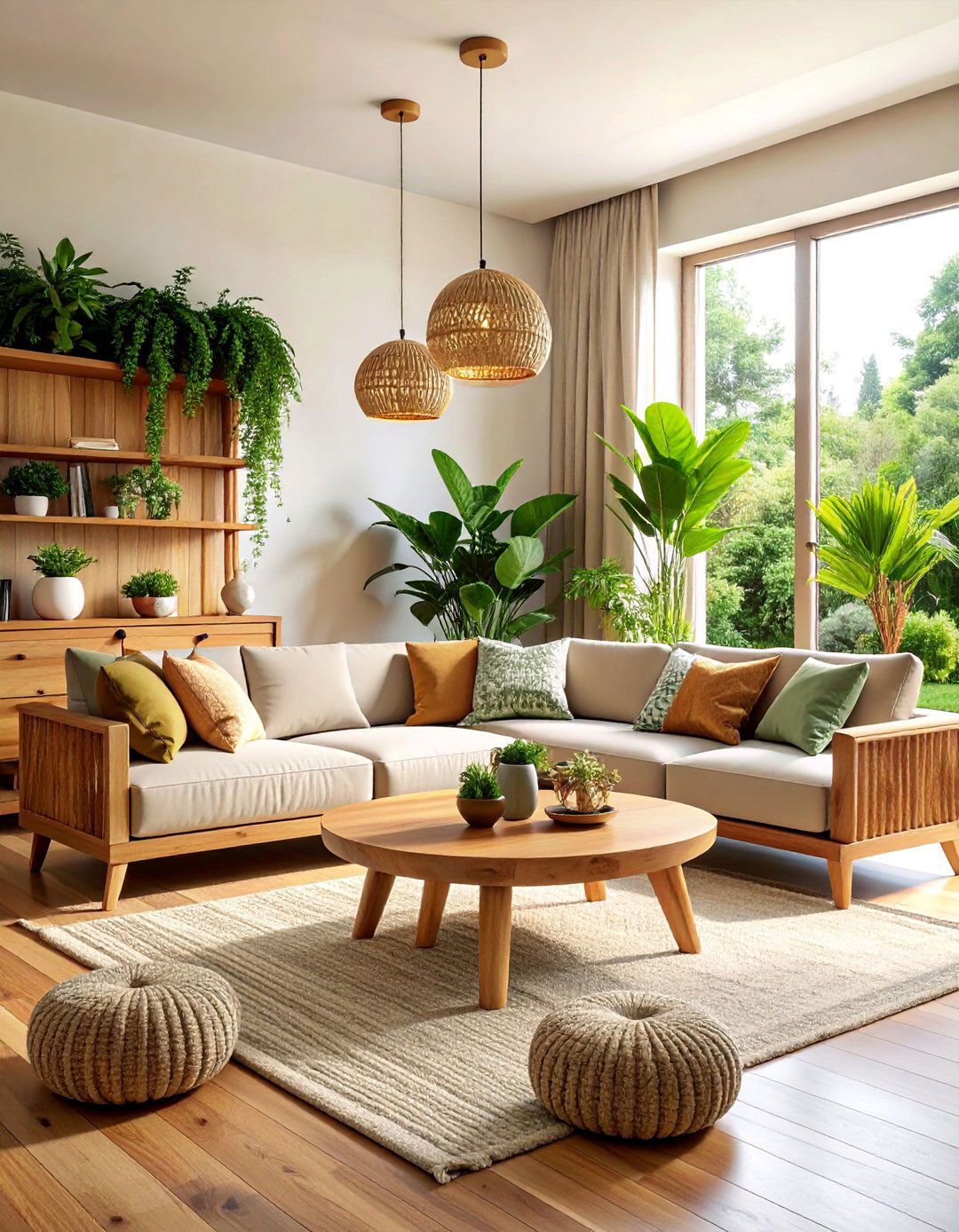Natural Materials Symmetrical Harmony - 25 Symmetrical Living Room Ideas