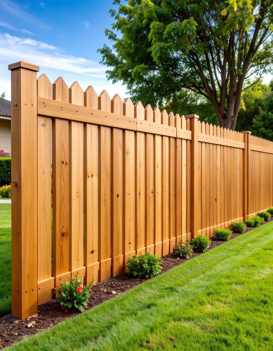 Natural Oak Vinyl Fence for Golden Warmth - 25 Vinyl Fence Colors