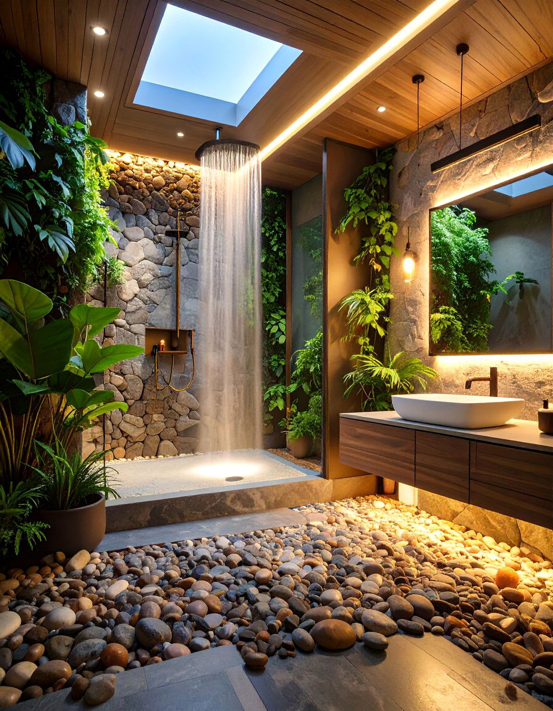 Natural Pebble Texture Shower Surround - 25 Shower Surround Ideas