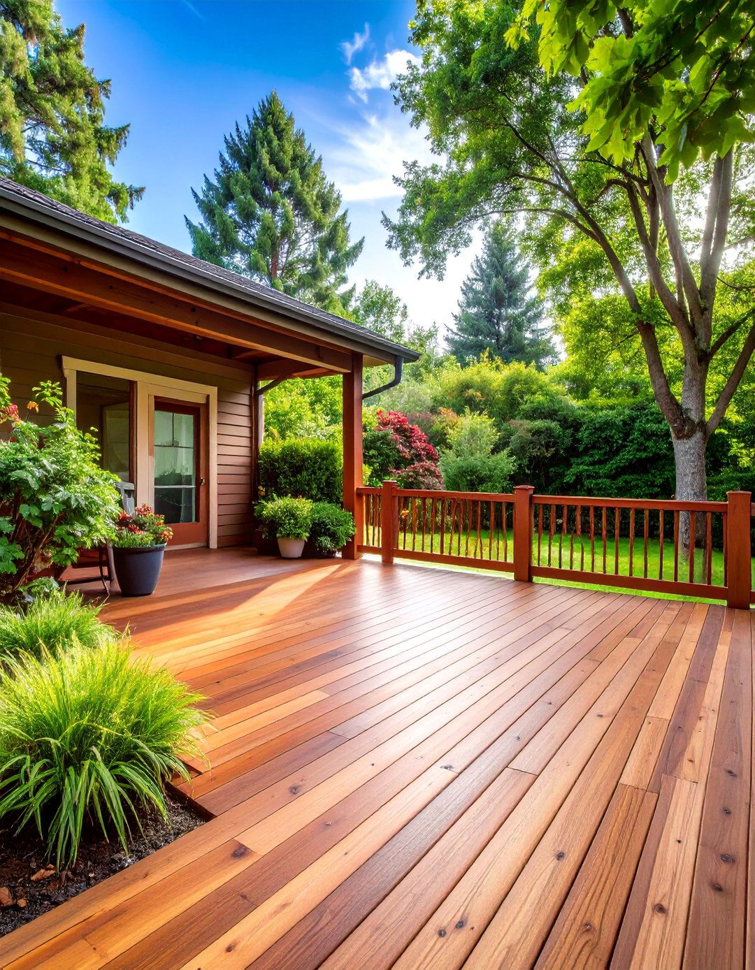 Natural Pine and Redwood Country Deck - 25 Two Tone Deck Color Schemes