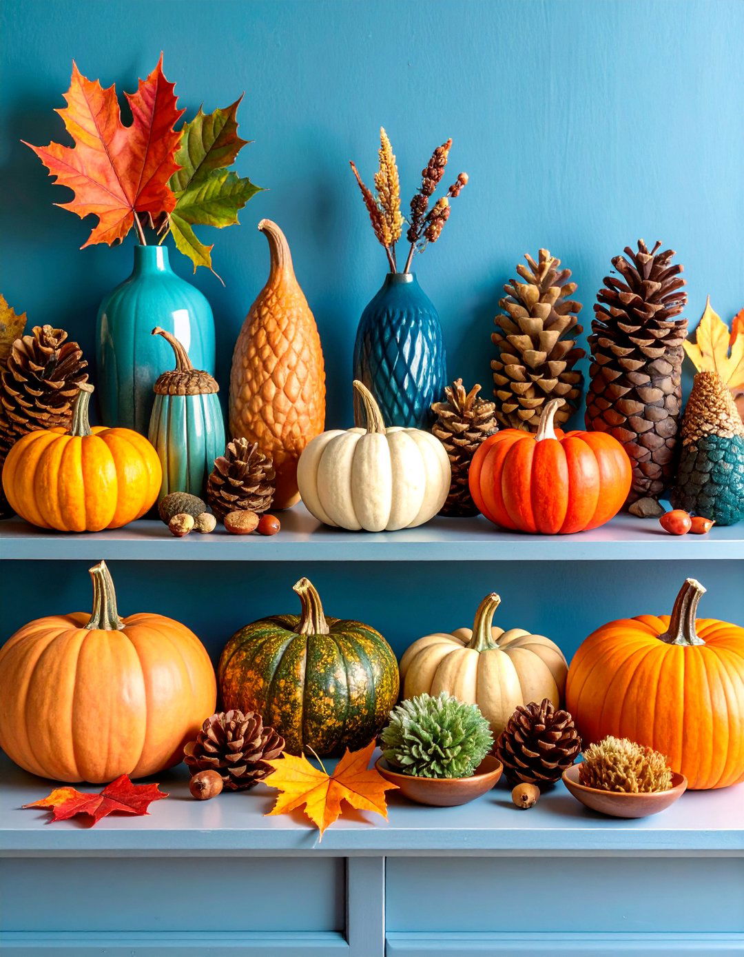 Natural Pinecone and Acorn Arrangements - 25 Thanksgiving Decor Ideas