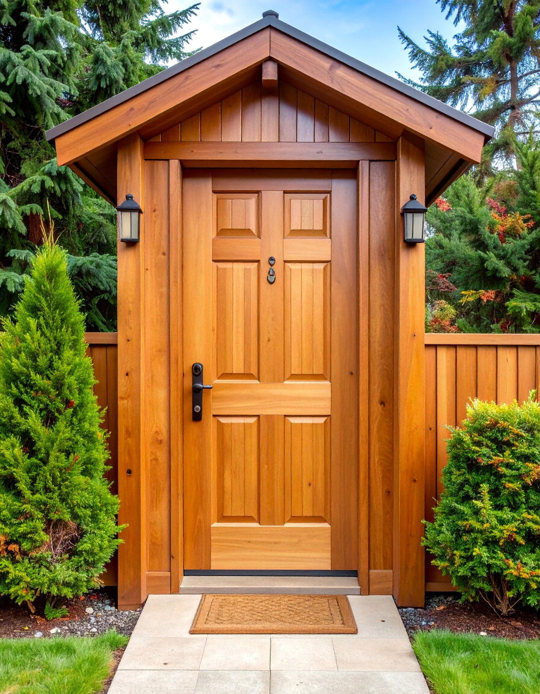 Natural Preservation Cedar Door with Clear Protective Finish - 25 Stained Front Door Ideas