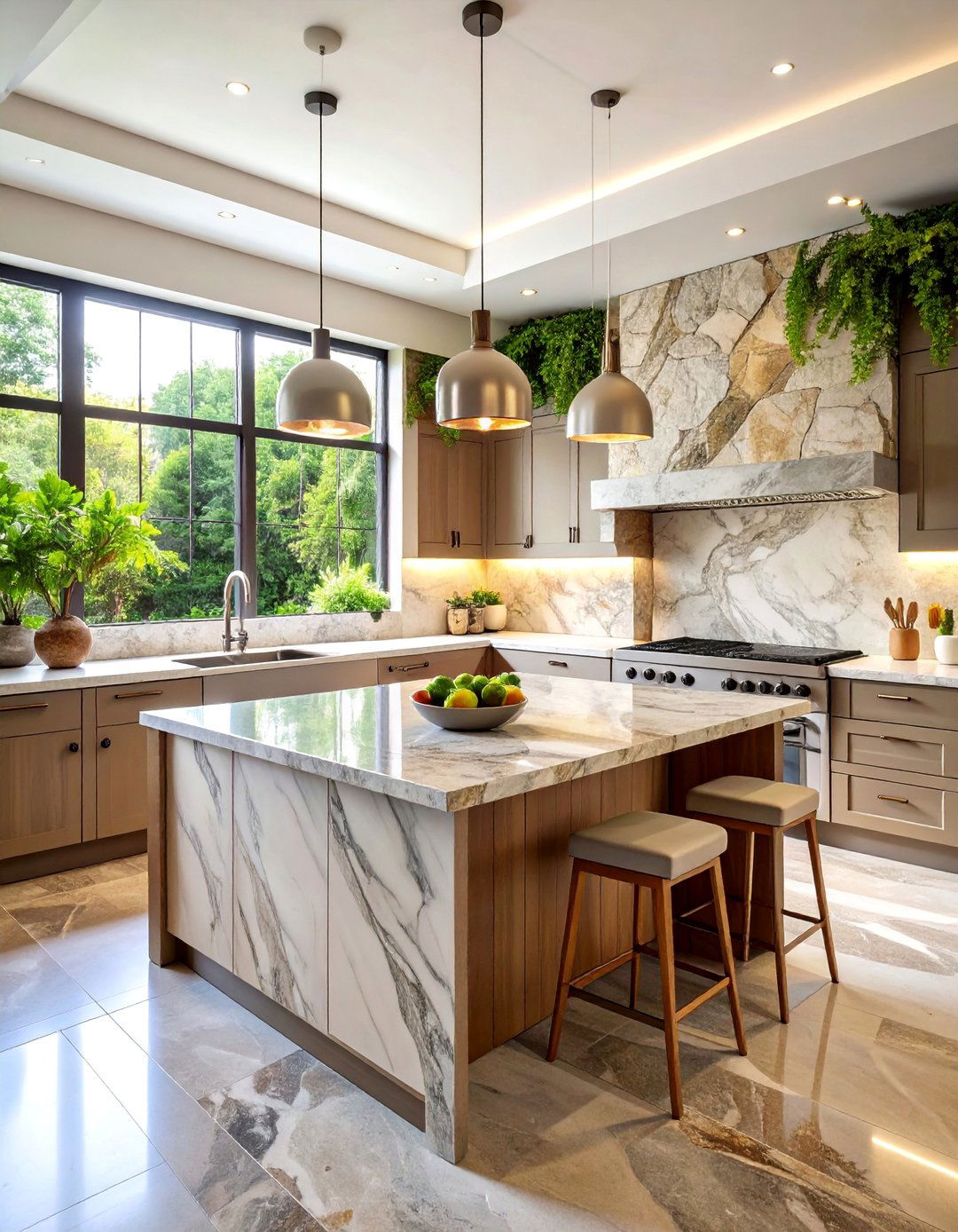 Natural Stone Accent Kitchen with Organic Textures - 25 Kitchen Design Ideas