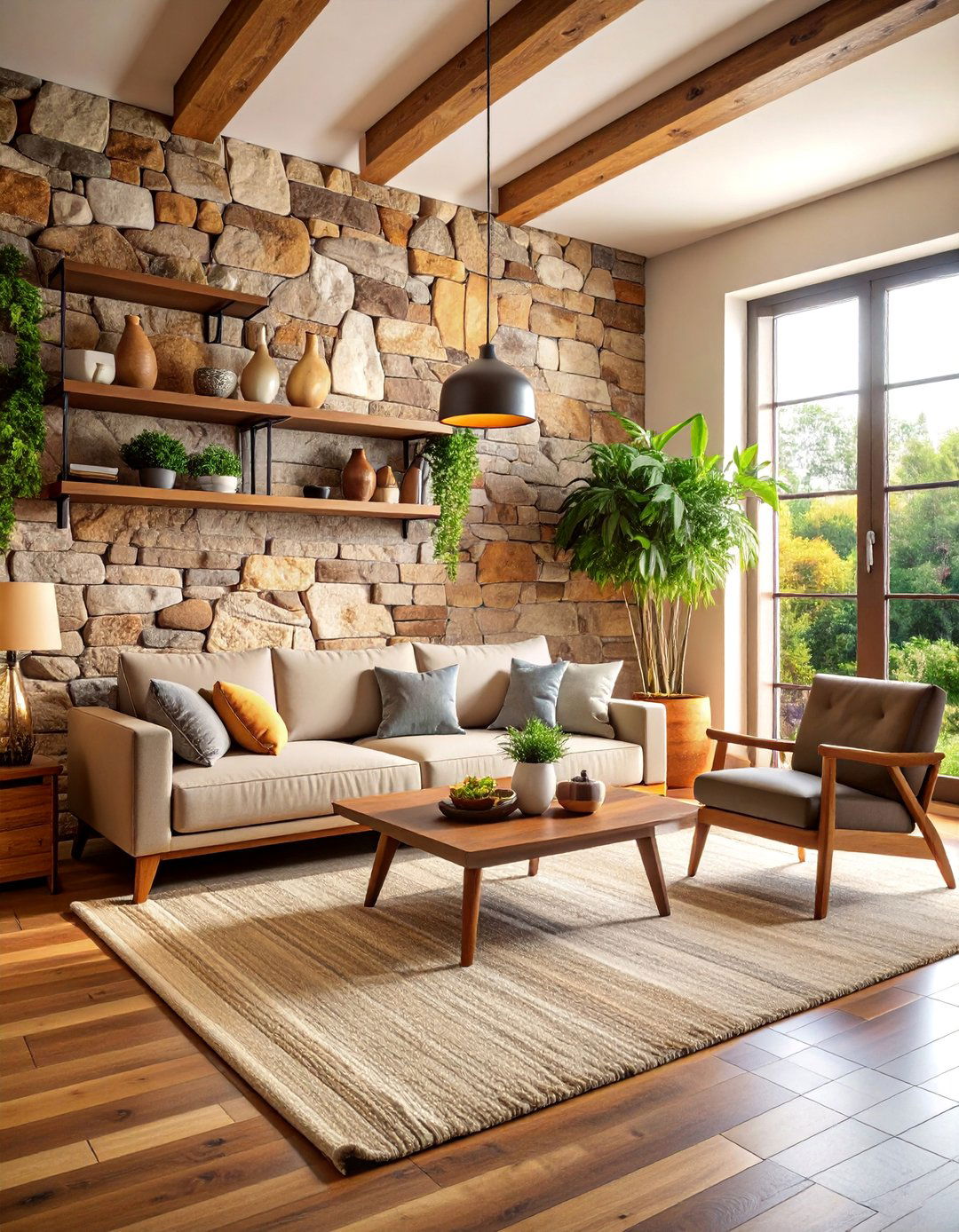 Natural Stone Accent Wall Feature - 25 Southwestern Decor Ideas