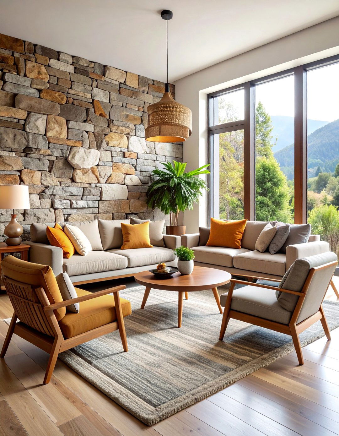Natural Stone Accent Wall Living Room - 25 Natural Living Room Ideas