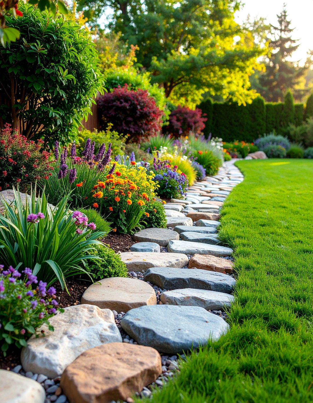 Natural Stone Border Design - 25 Garden Edging Ideas