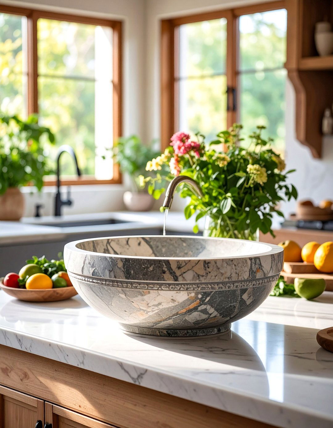 Natural Stone Carved Basin - 25 Kitchen Sink Ideas