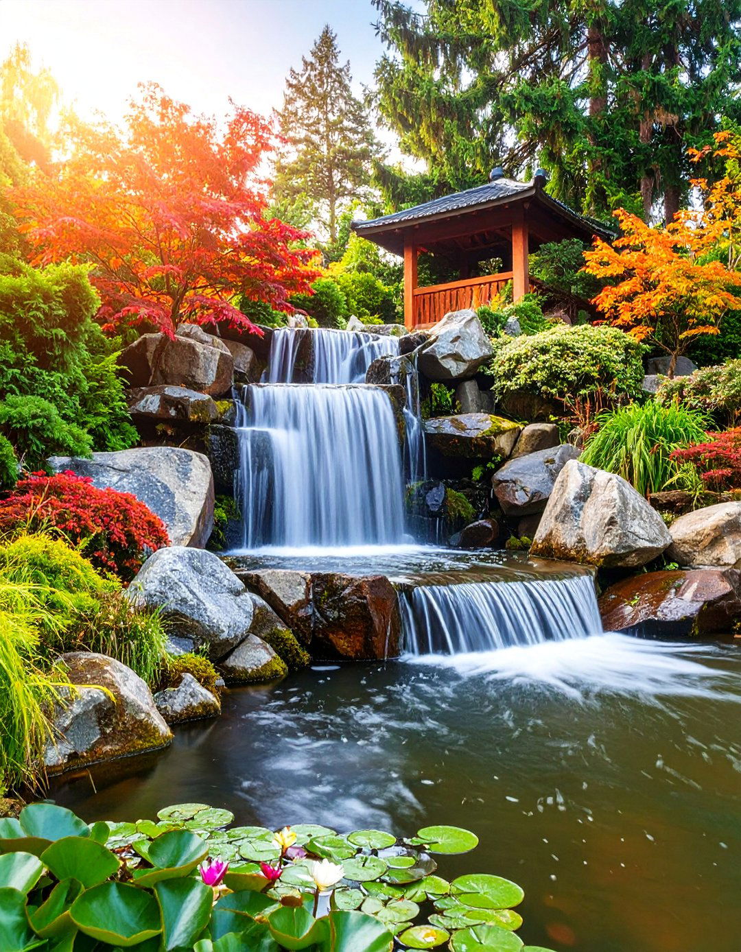Natural Stone Cascade Waterfall Pond - 25 Small Pond Ideas With Waterfalls