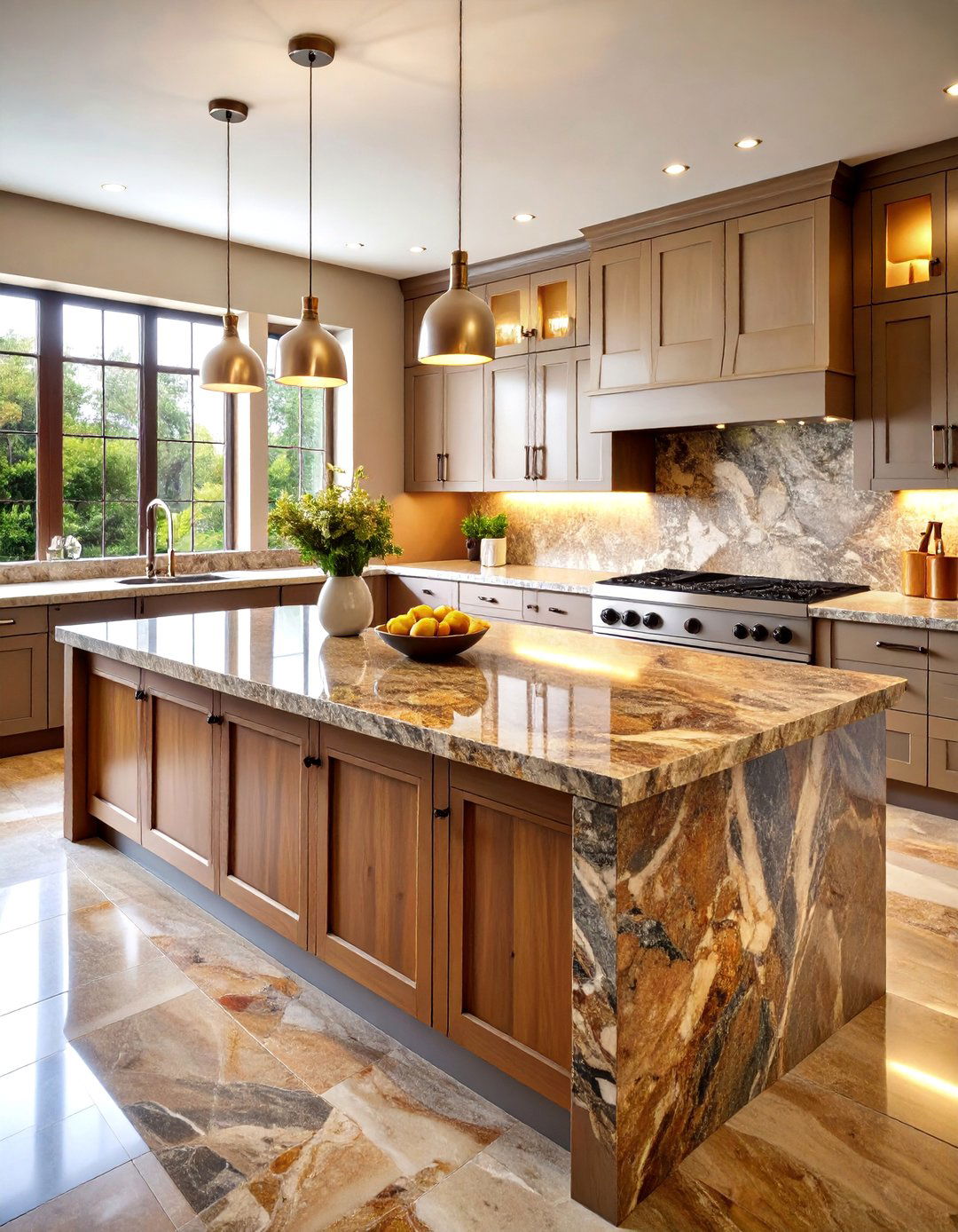 Natural Stone Countertop Kitchen - 25 Earthy Kitchen Ideas