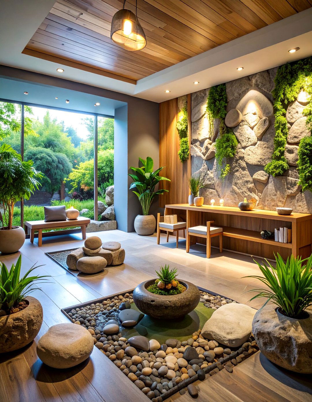 Natural Stone Elements Office with Grounding Energy - 25 Therapist Office Decor Ideas