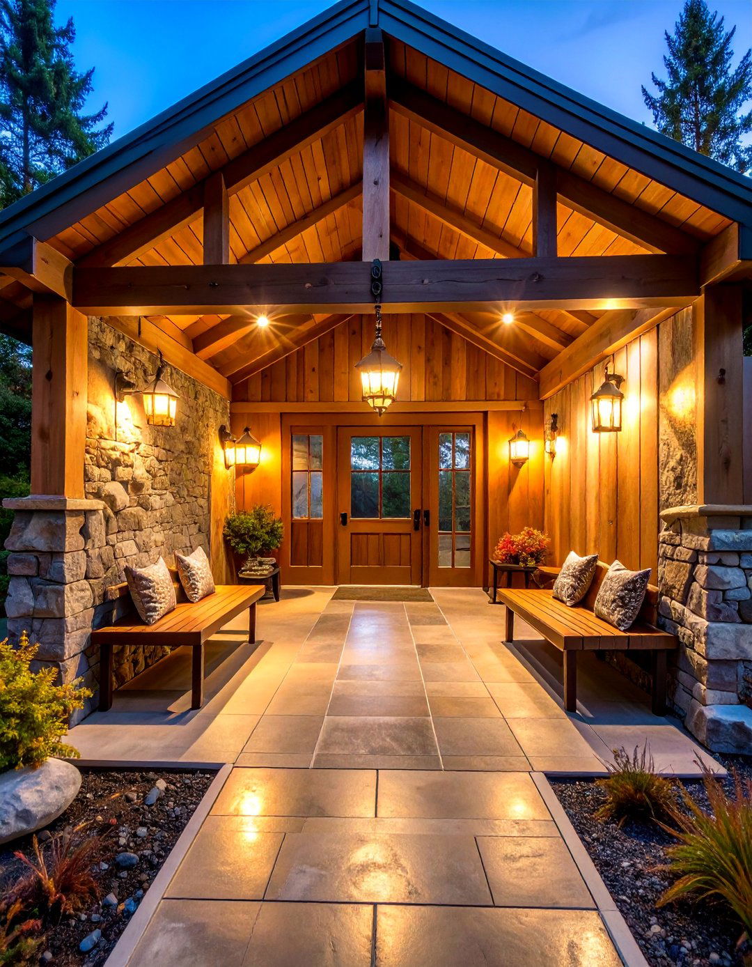 Natural Stone Entryway - 25 Rustic Barndominium Interior Design Ideas