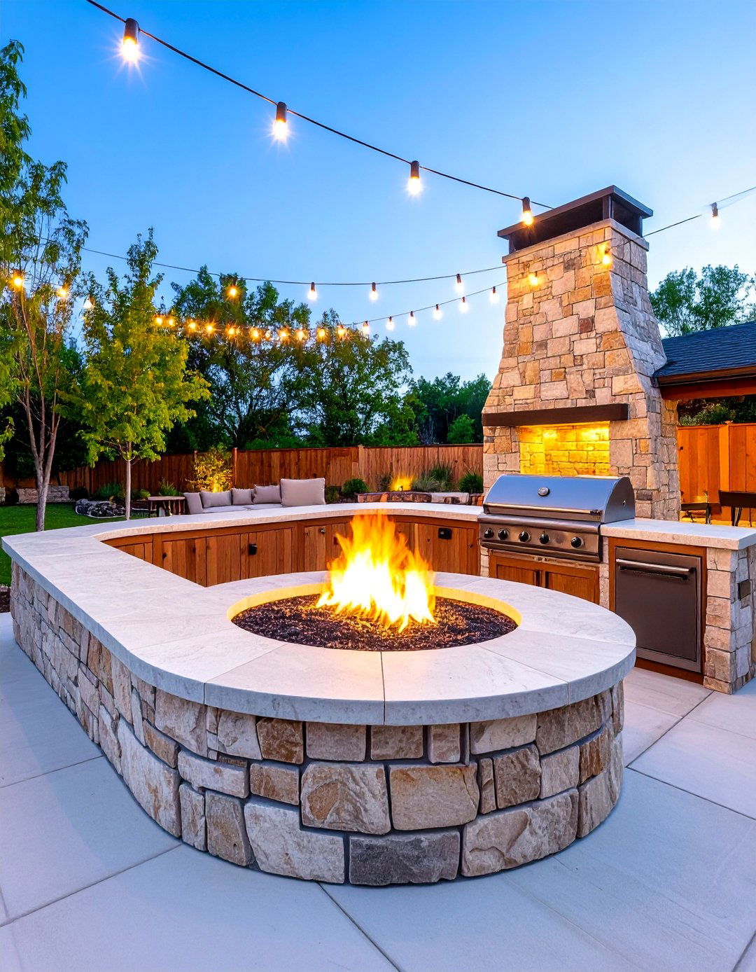 Natural Stone Fire Pit Kitchen - 25 Rustic Outdoor Kitchen Ideas