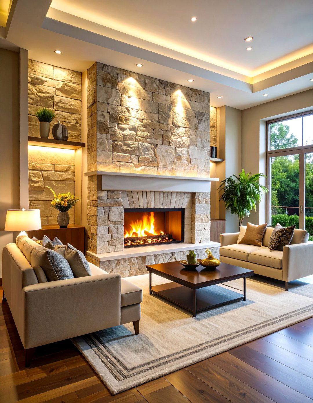 Natural Stone Floor to Ceiling Feature - 25 Fireplace Accent Wall Ideas
