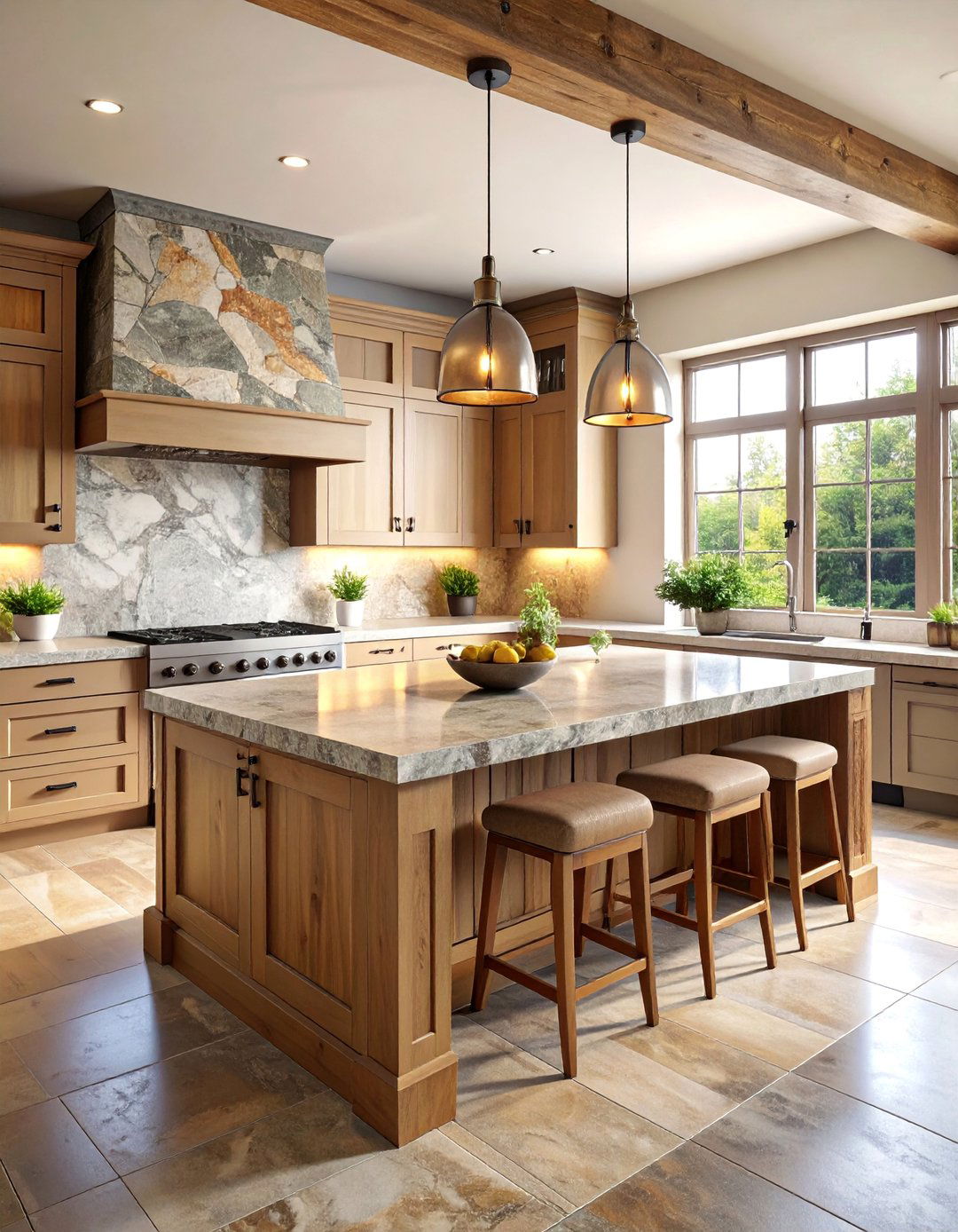 Natural Stone Kitchen Island Earthy Elegance - 25 Kitchen Island Color Ideas