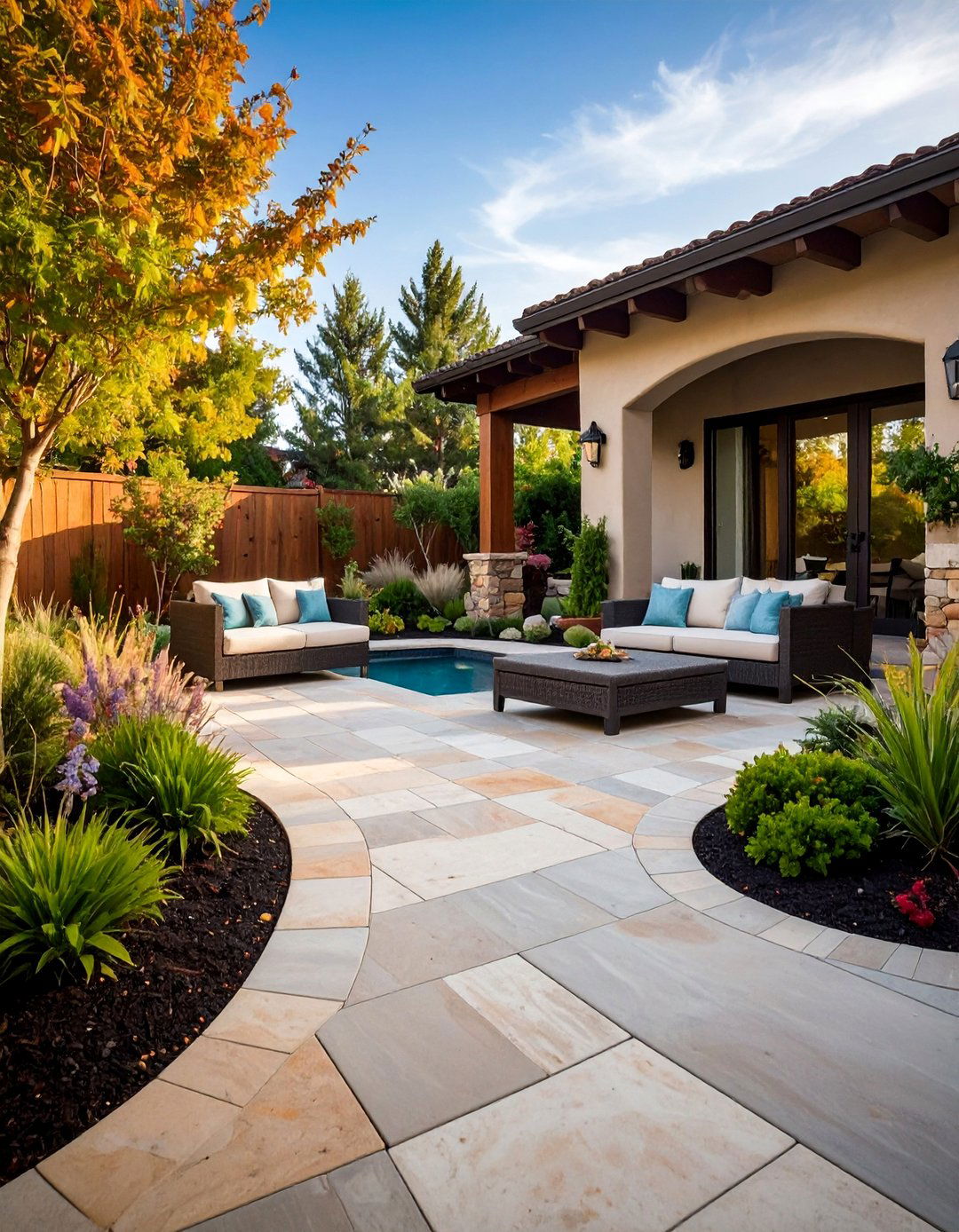 Natural Stone Mimicry with Regional Materials - 25 Stamped Concrete Patio Ideas