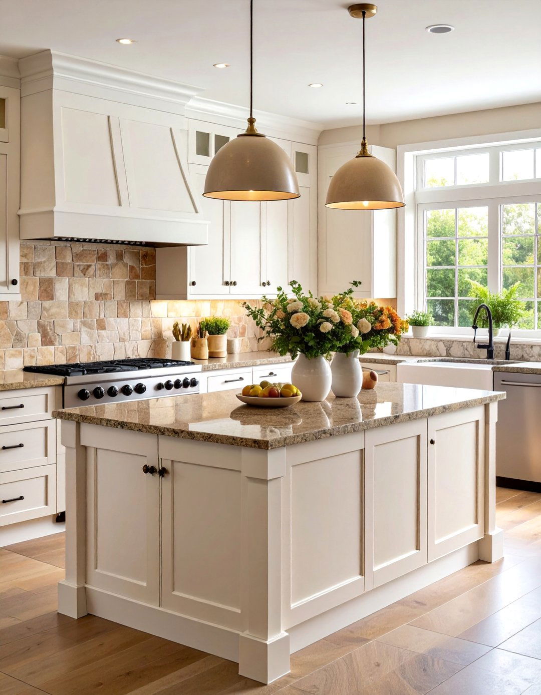 Natural Stone Mosaic with Mixed Earth Tones - 25 Backsplash Ideas for White Cabinets and Granite Countertops