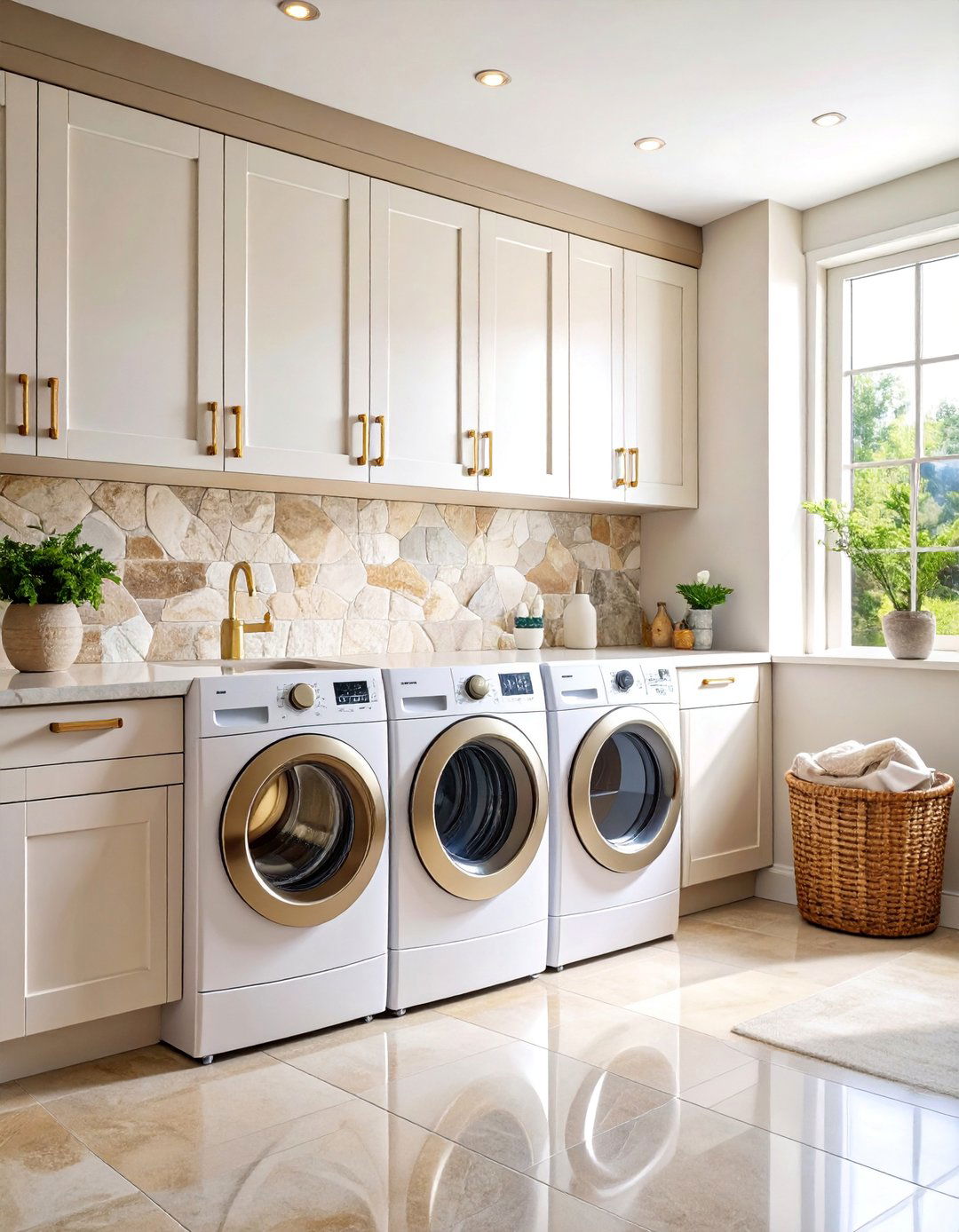 Natural Stone Mosaic with Organic Textures - 25 Laundry Room Backsplash Ideas