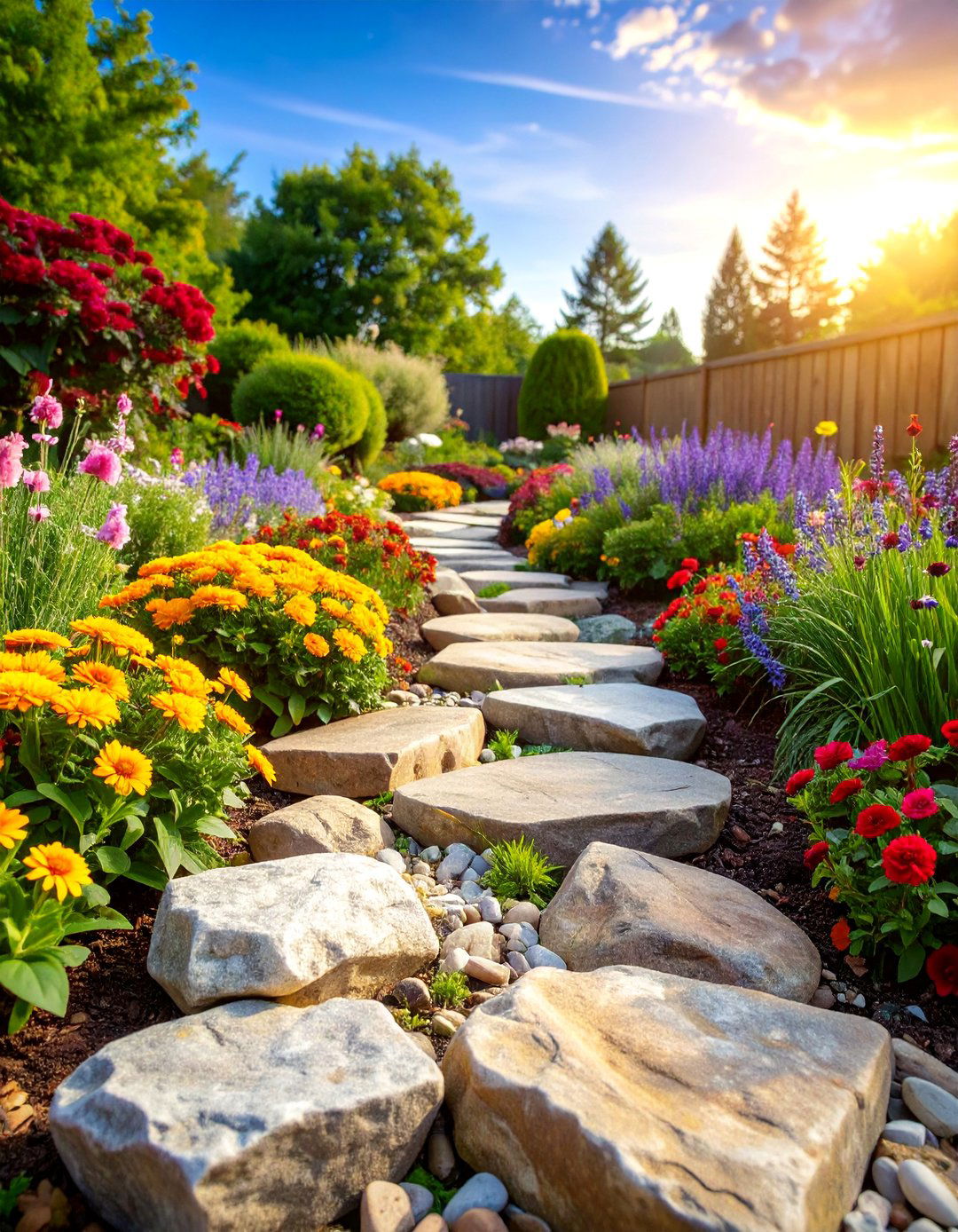Natural Stone Mulch Border - 25 Mulch Edging Ideas