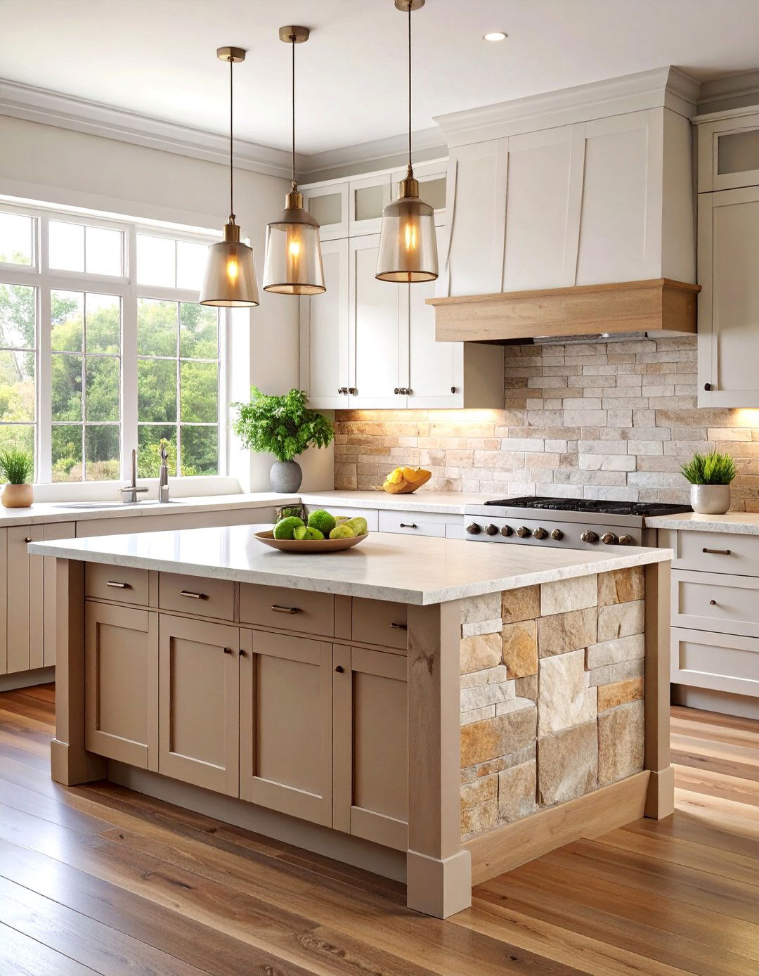 Natural Stone Stacked Panels - 25 Kitchen Splashback Ideas
