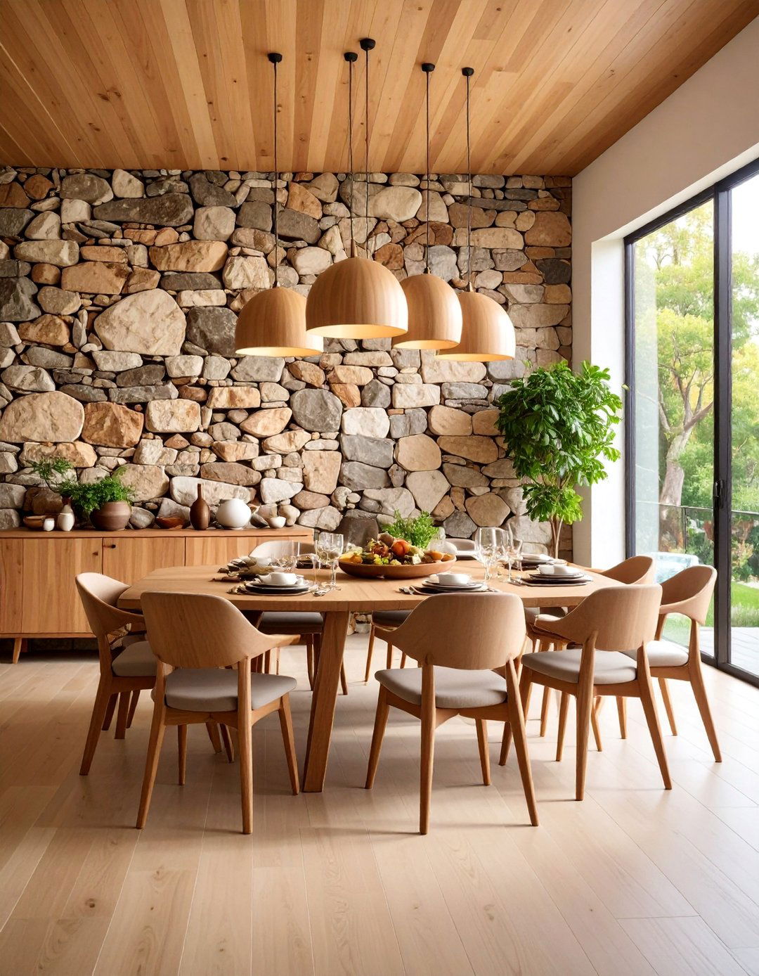 Natural Stone Texture Accent Wall - 25 Dining Room Accent Wall Ideas