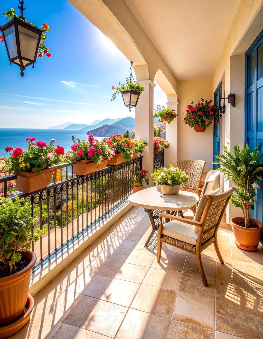 Natural Stone Travertine Balcony Design - 25 Balcony Tiles Ideas
