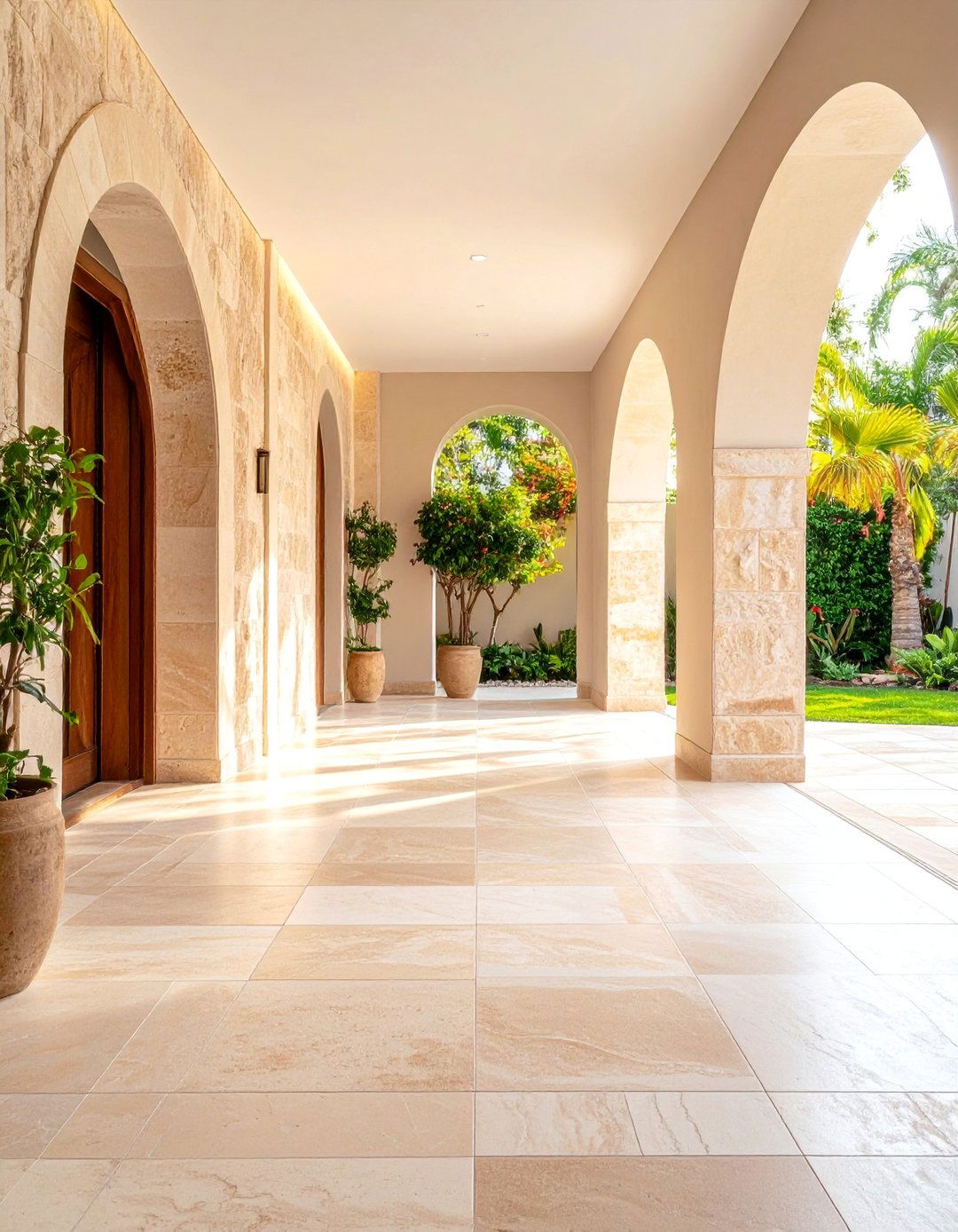 Natural Stone Travertine with Filled Finish - 25 Small Entryway Tile Floor Ideas