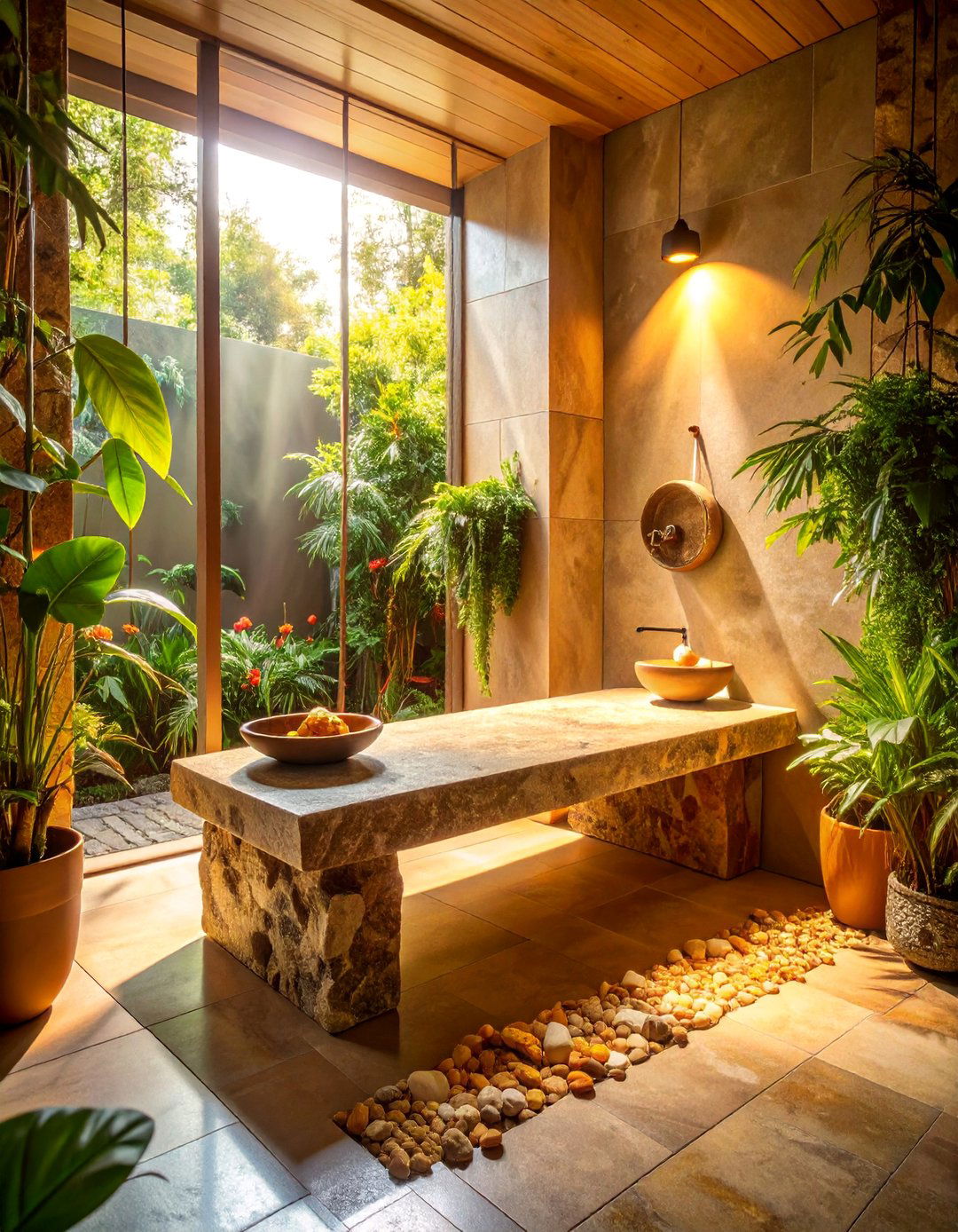 Natural Stone Walk In Shower Bench with Organic Texture - 25 Walk in Shower Ideas With Bench