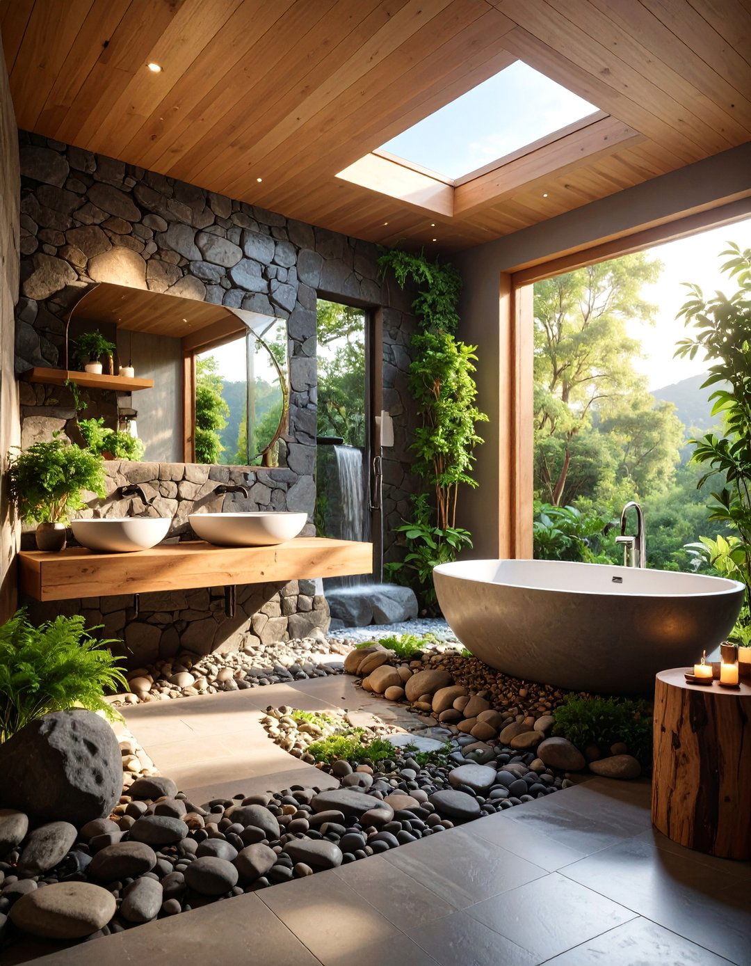 Natural Stone Zen Sanctuary - 25 Zen Bathroom Ideas