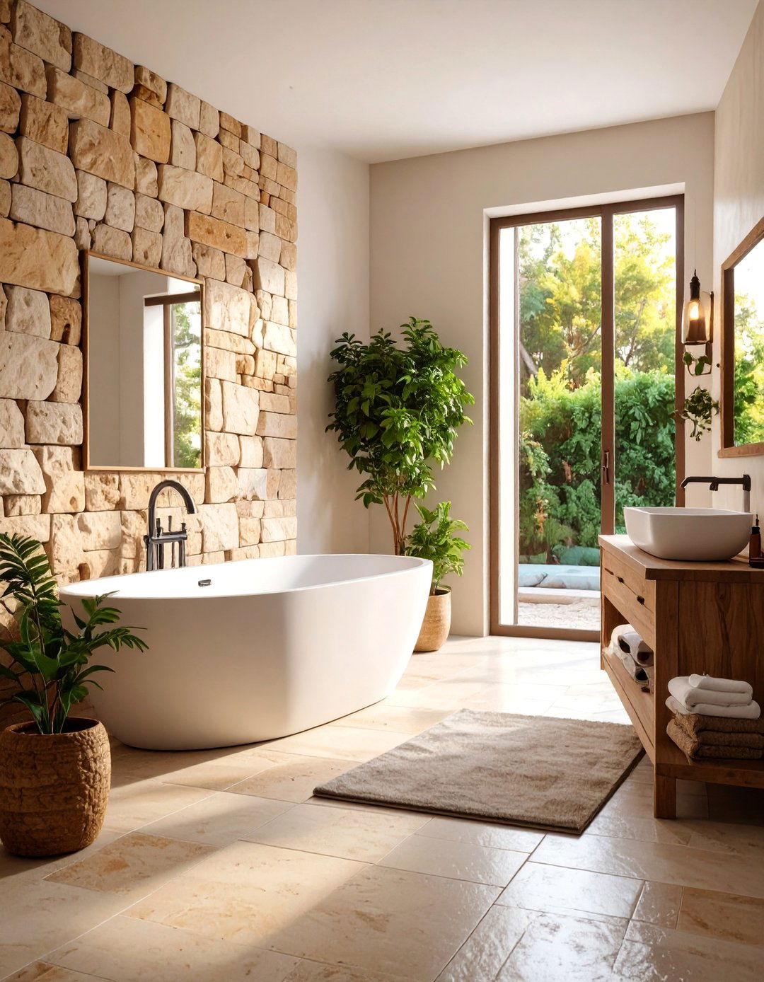 Natural Travertine Stone Block Surround - 25 Bathtub Surround Ideas