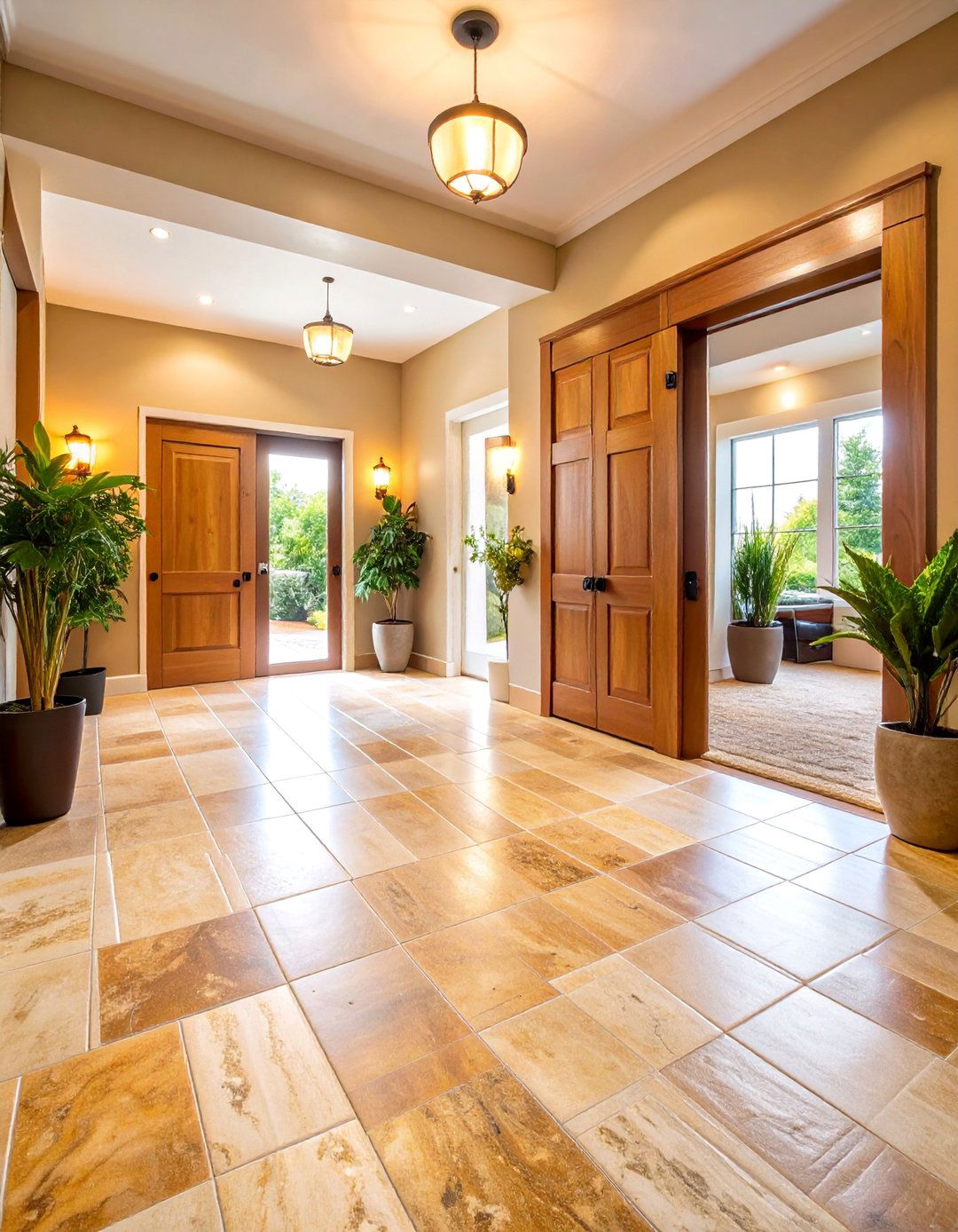 Natural Travertine Stone Mudroom Tiles - 25 Mudroom Tile Floor Ideas