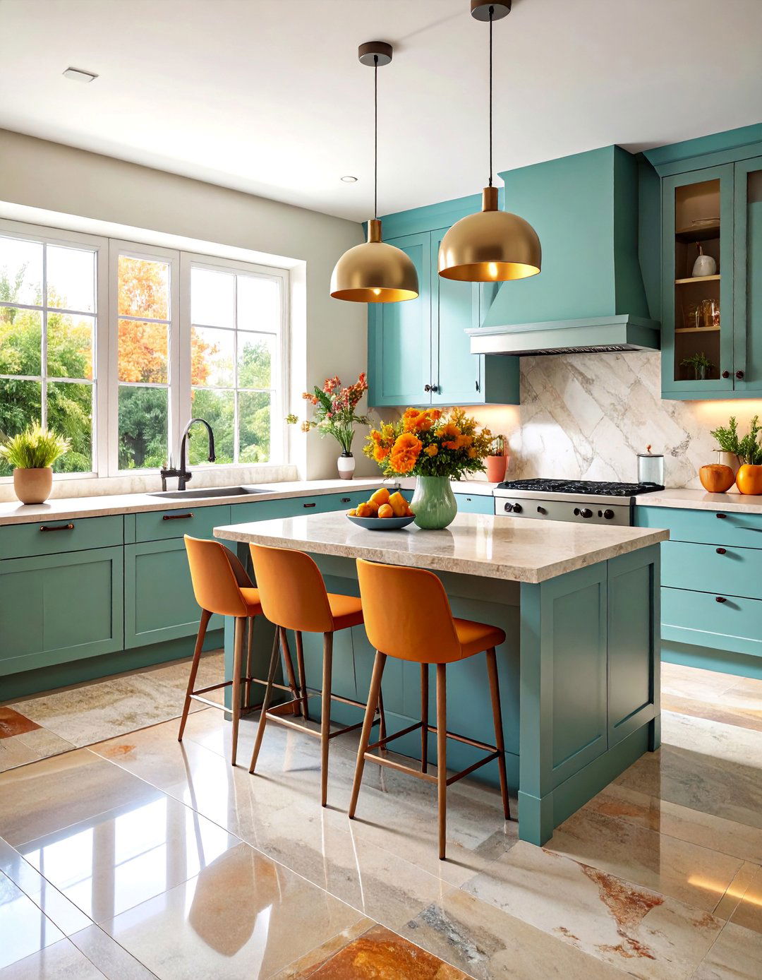 Natural Travertine with Tumbled Finish - 25 White Cabinet Kitchen Backsplash Ideas