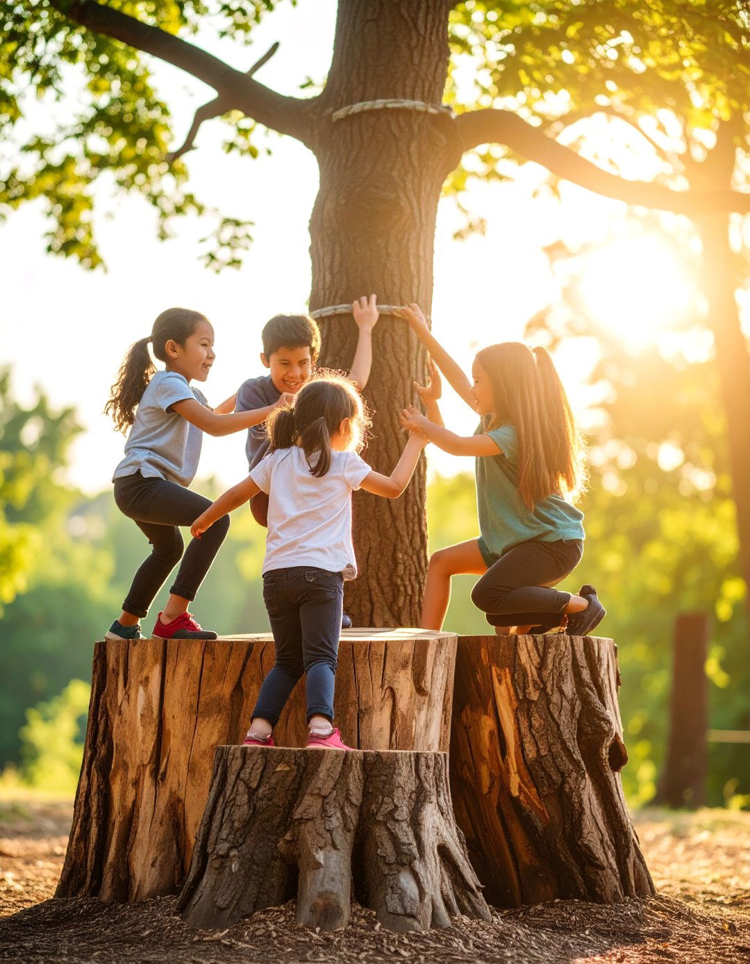 Natural Tree Stump Climbing Adventure - 25 Tree Stump Decorating Ideas
