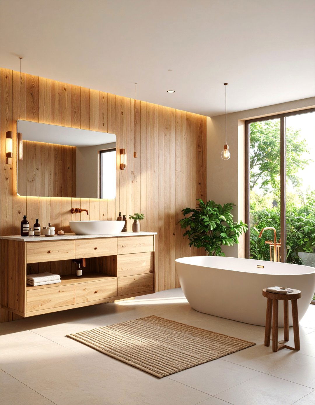 Natural Wood Beadboard Warmth - 25 Beadboard Bathroom Ideas