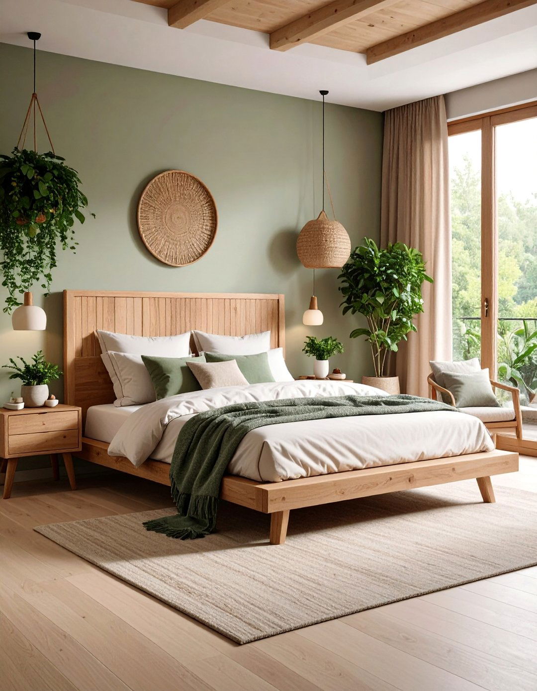 Natural Wood Biophilic Bedroom - 25 Brown Bedroom Ideas
