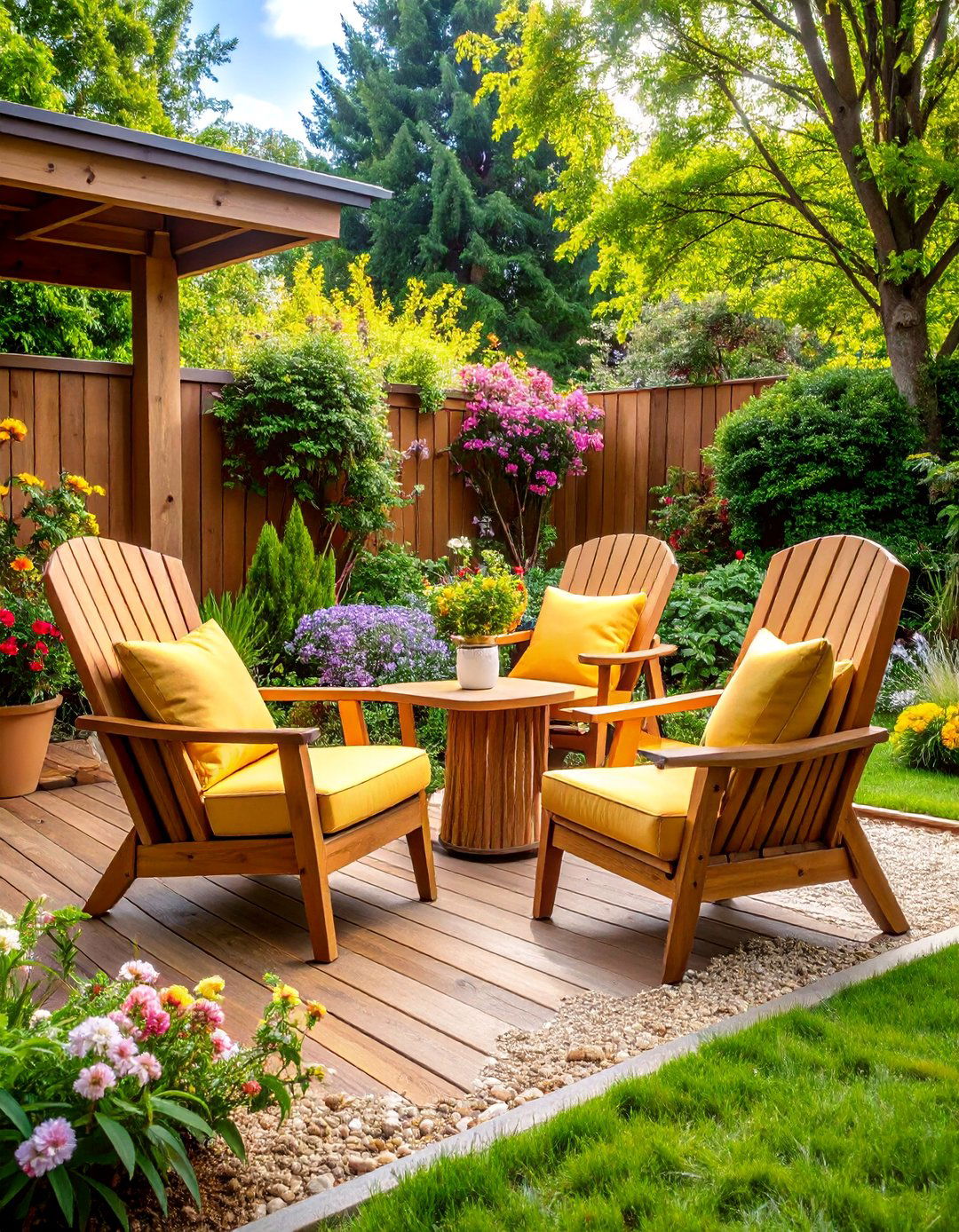 Natural Wood Chip Reading Garden Patio - 25 mulch patio ideas