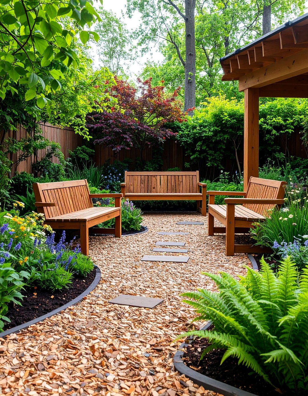 Natural Wood Chip Woodland Path Patio - 25 mulch patio ideas