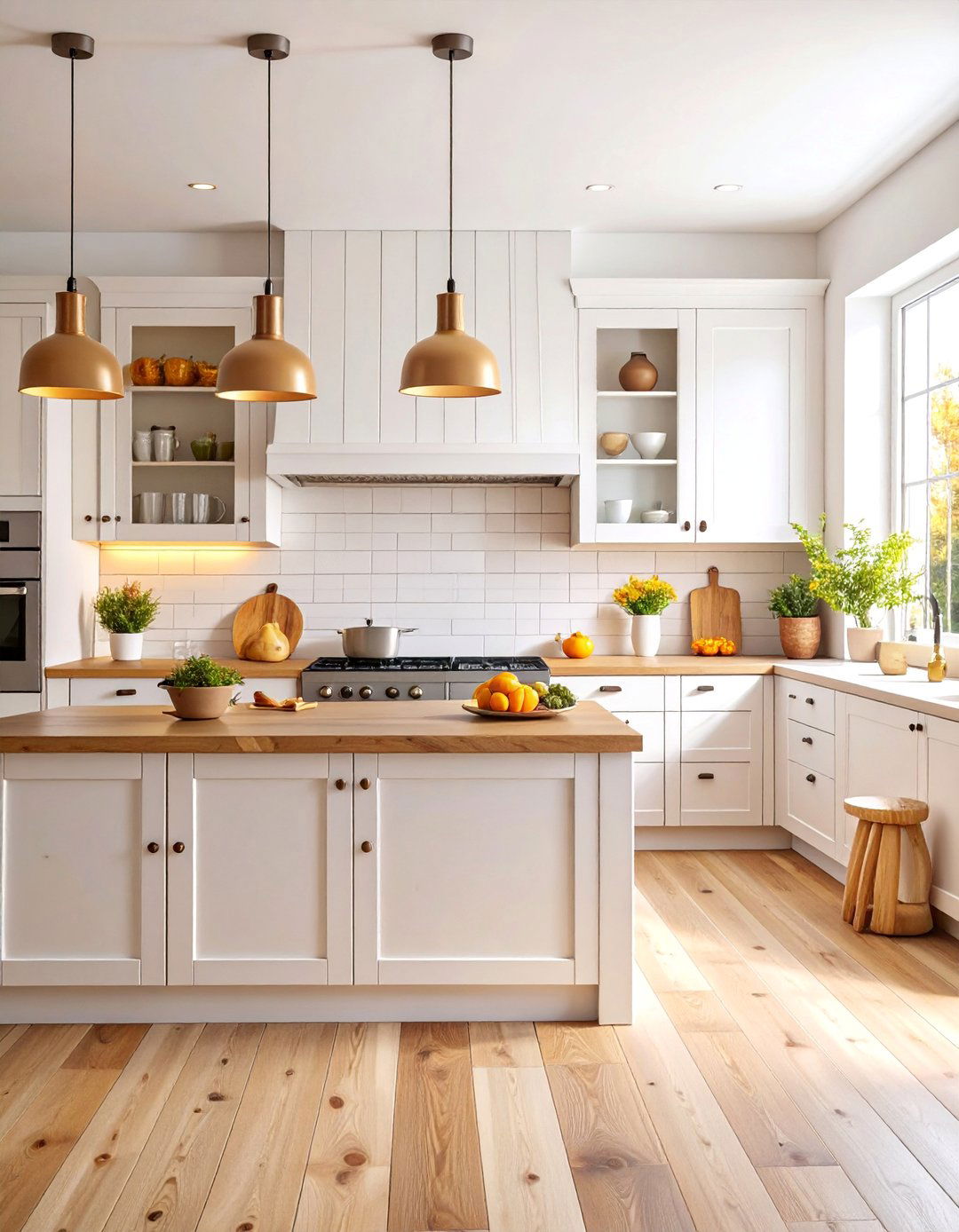 Natural Wood Plank Backsplash Design - 25 White Cabinet Kitchen Backsplash Ideas