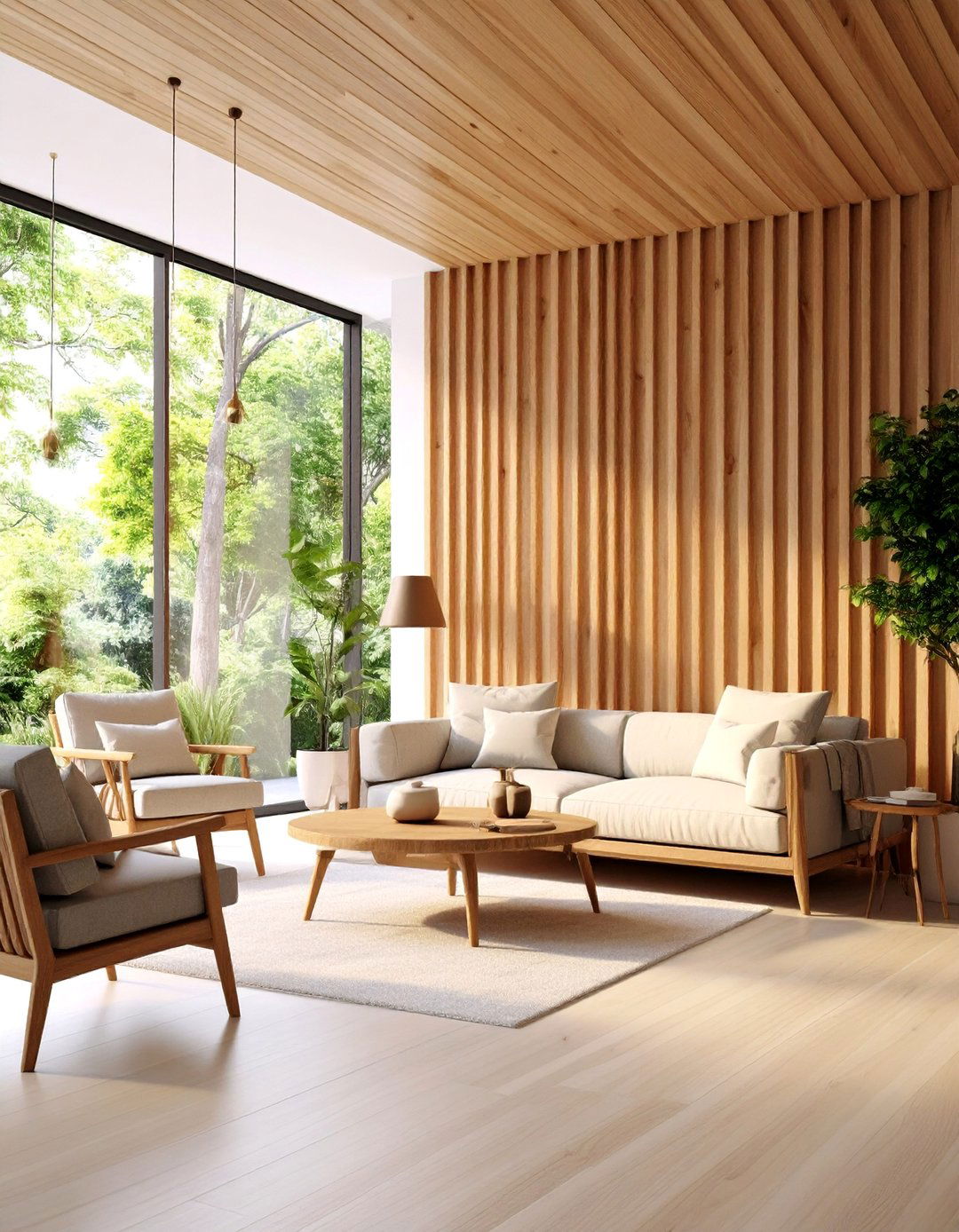 Natural Wood Slat Paneling System - 25 Half Wall Paneling Ideas