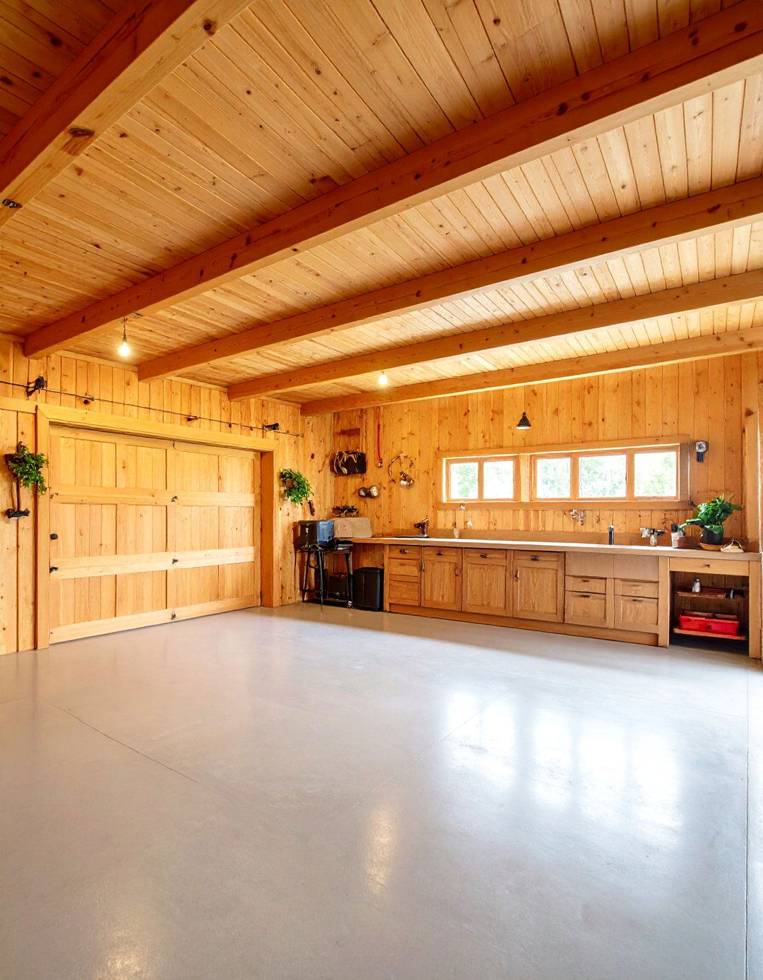 Natural Wood Tone Paint Finish - 25 Garage Wall Paint Ideas