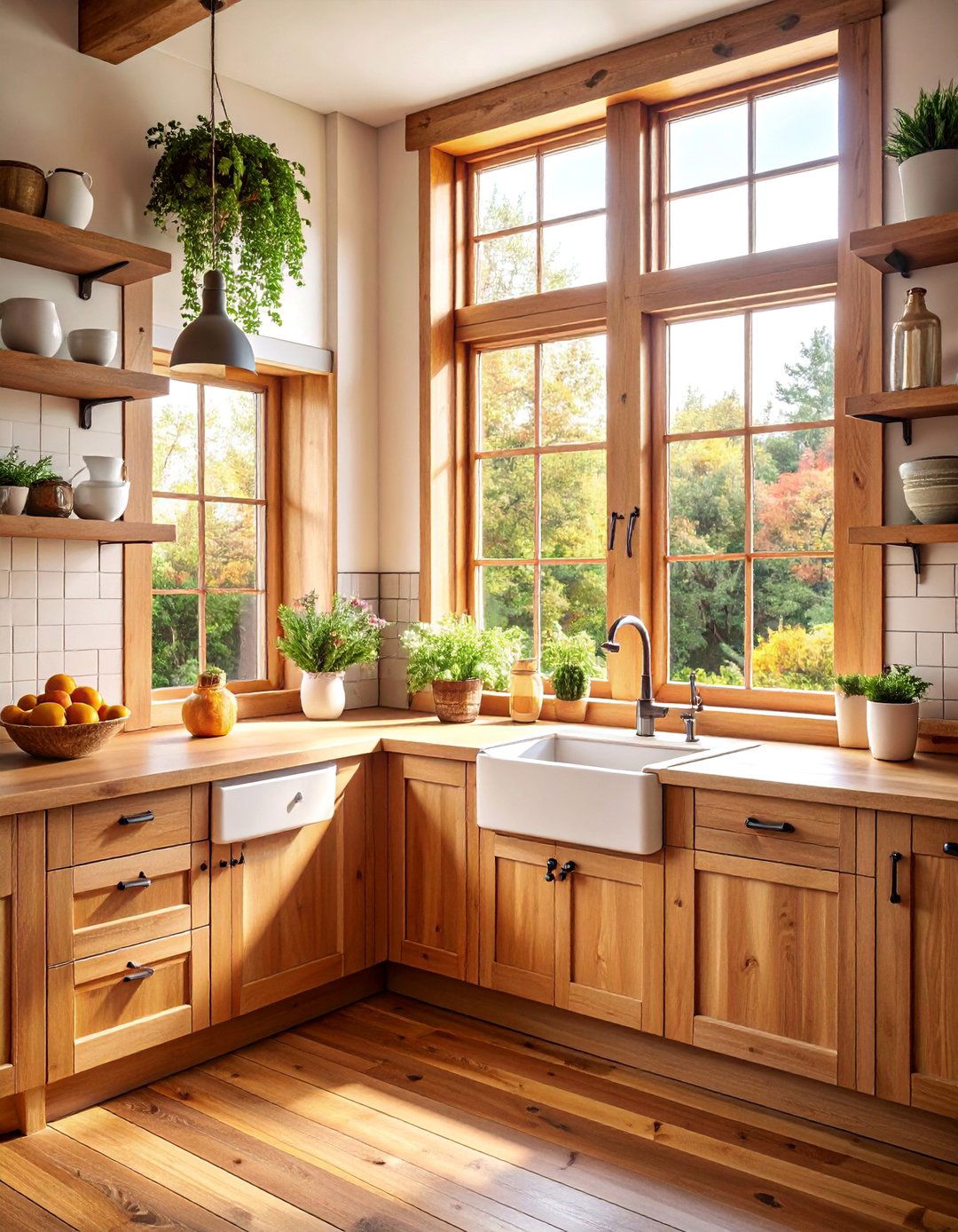 Natural Wood Window Frames - 25 Kitchen Window Ideas Over Sink