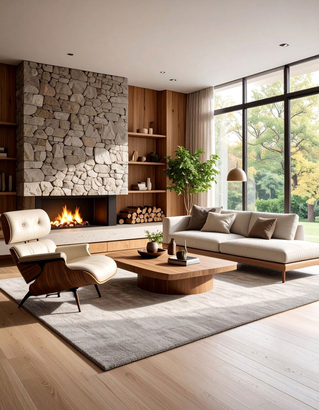 Natural Wood and Stone Organic Modern Space - 25 1950s Living Room Ideas