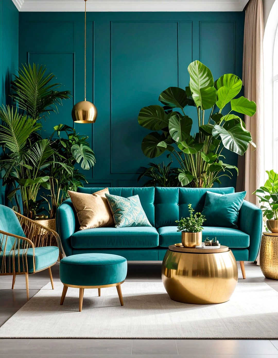 Nature Inspired Organic Emerald and Gold Living Room - 25 Emerald Green and Gold Living Room Ideas